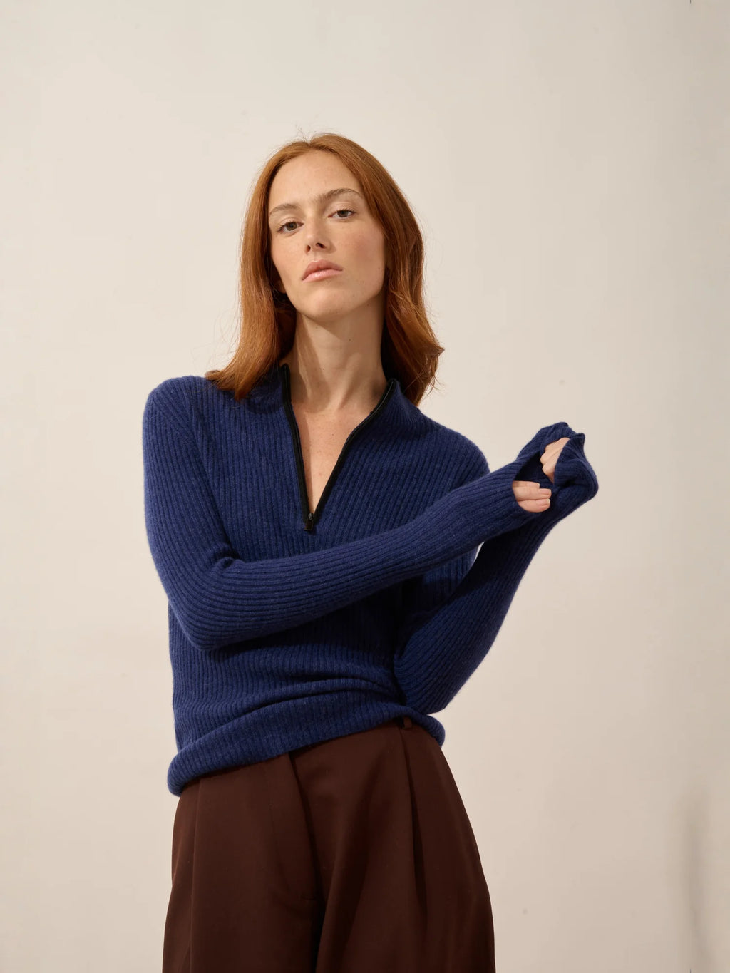 CASSILDA Pull Camionneur Bleu Nuit et Noir