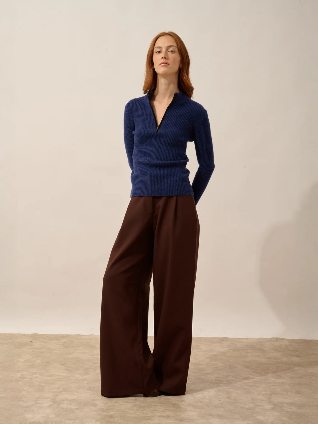 CASSILDA Pull Camionneur Bleu Nuit et Noir