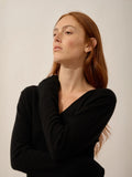 MIRELLA Sweater V-Neck Front and Back Black
