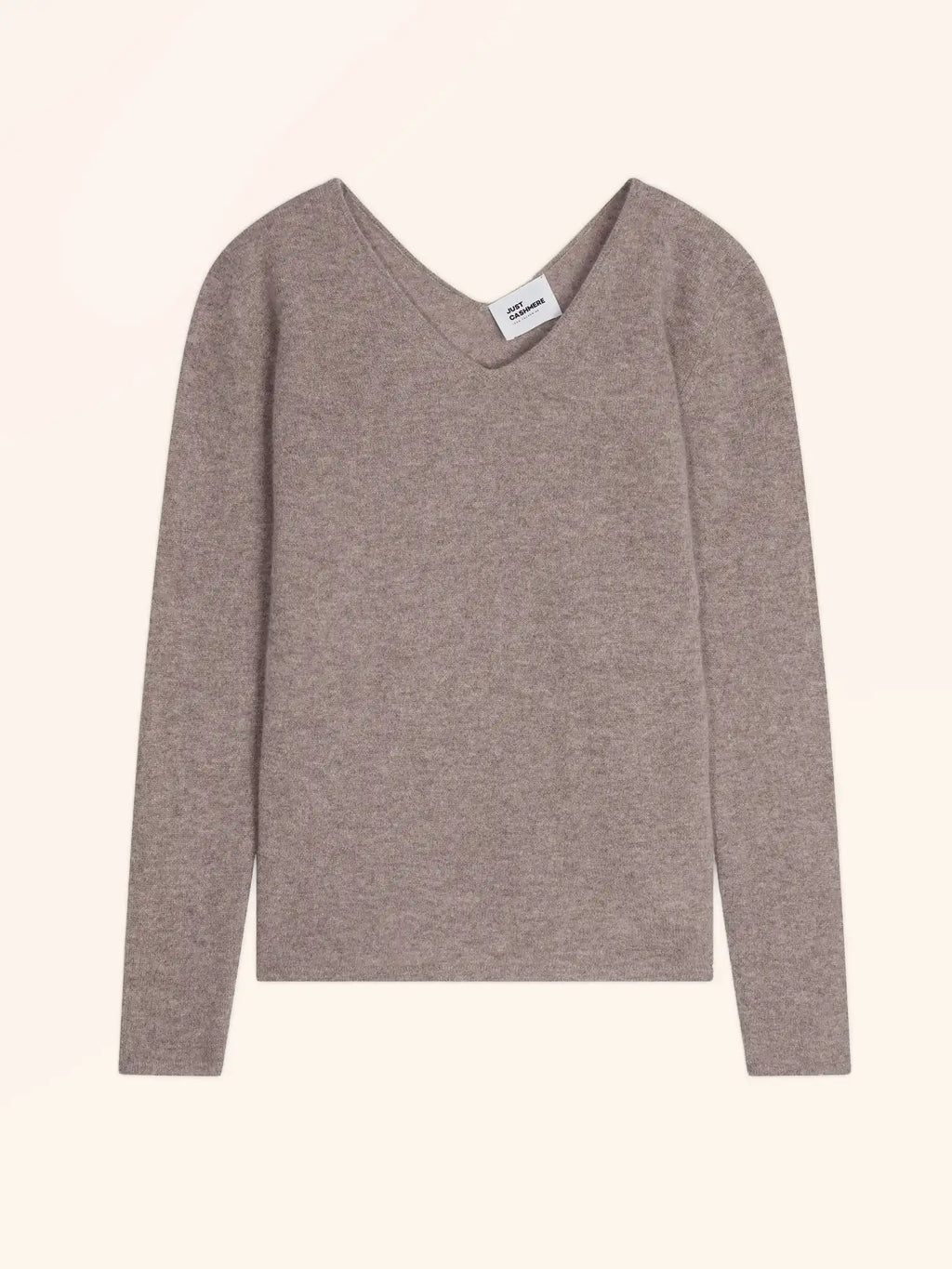 MIRELLA Sweater V-Neck Front and Back Heather Caribou