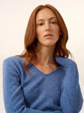 MIRELLA Pullover V-Ausschnitt vorne und hinten Denimblau