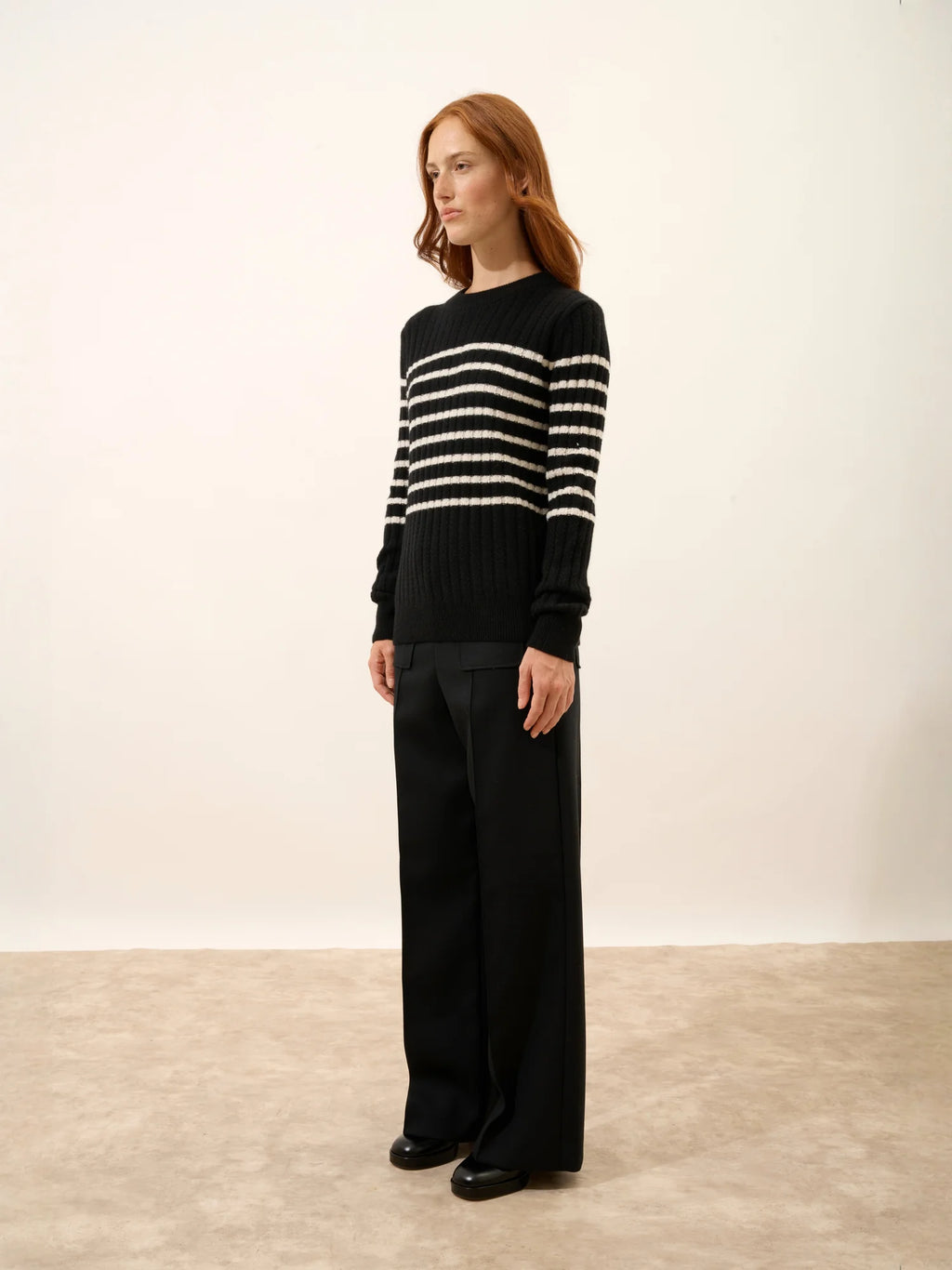 SYLVANA Sweater Crew Neck 4 Ply Black and Ivory