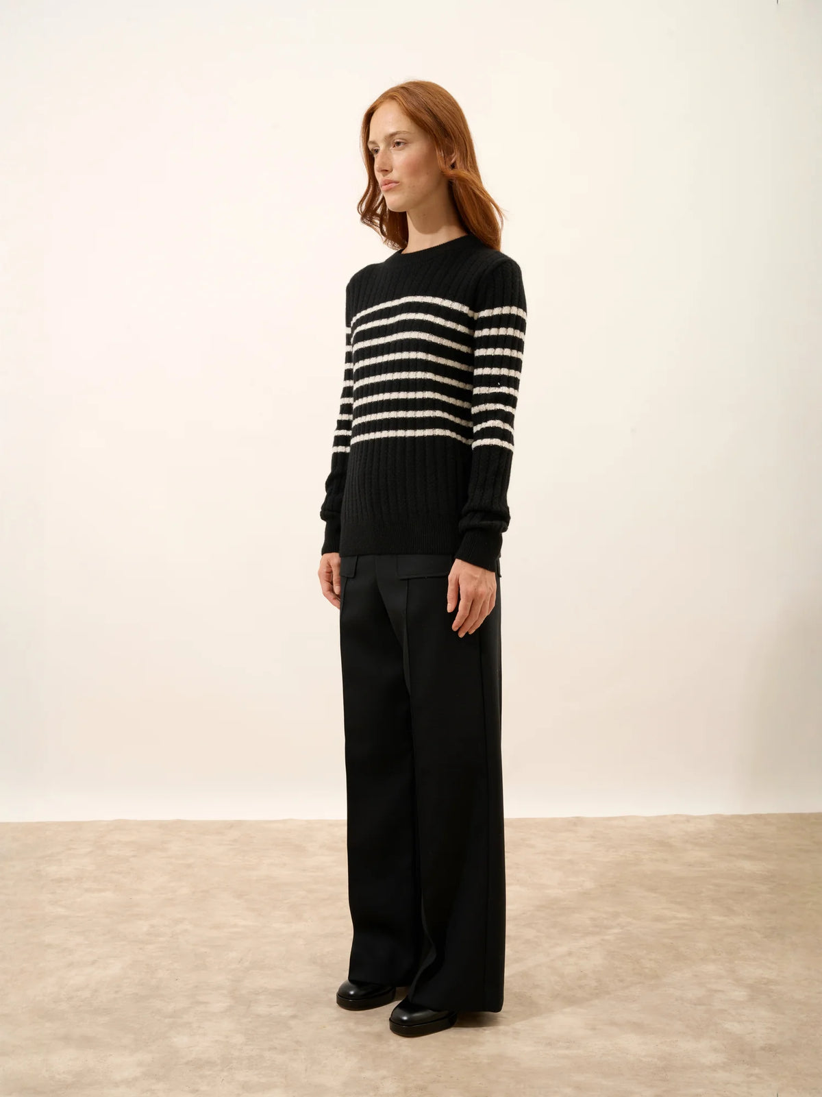 SYLVANA Sweater Crew Neck 4 Ply Black and Ivory
