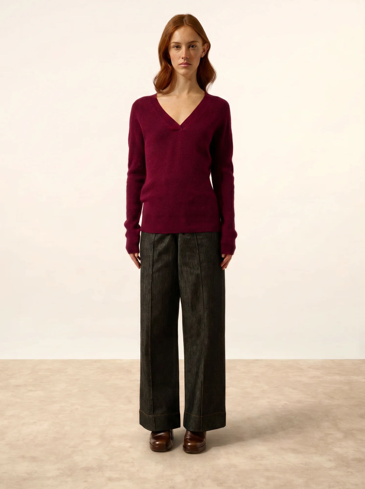 ISALUNE Sweater V-Neck Burgundy
