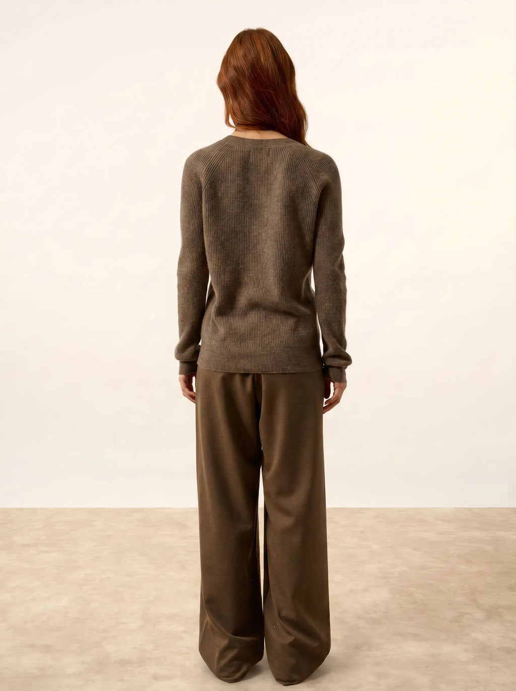 ISALUNE Pull Col V Taupe Chiné