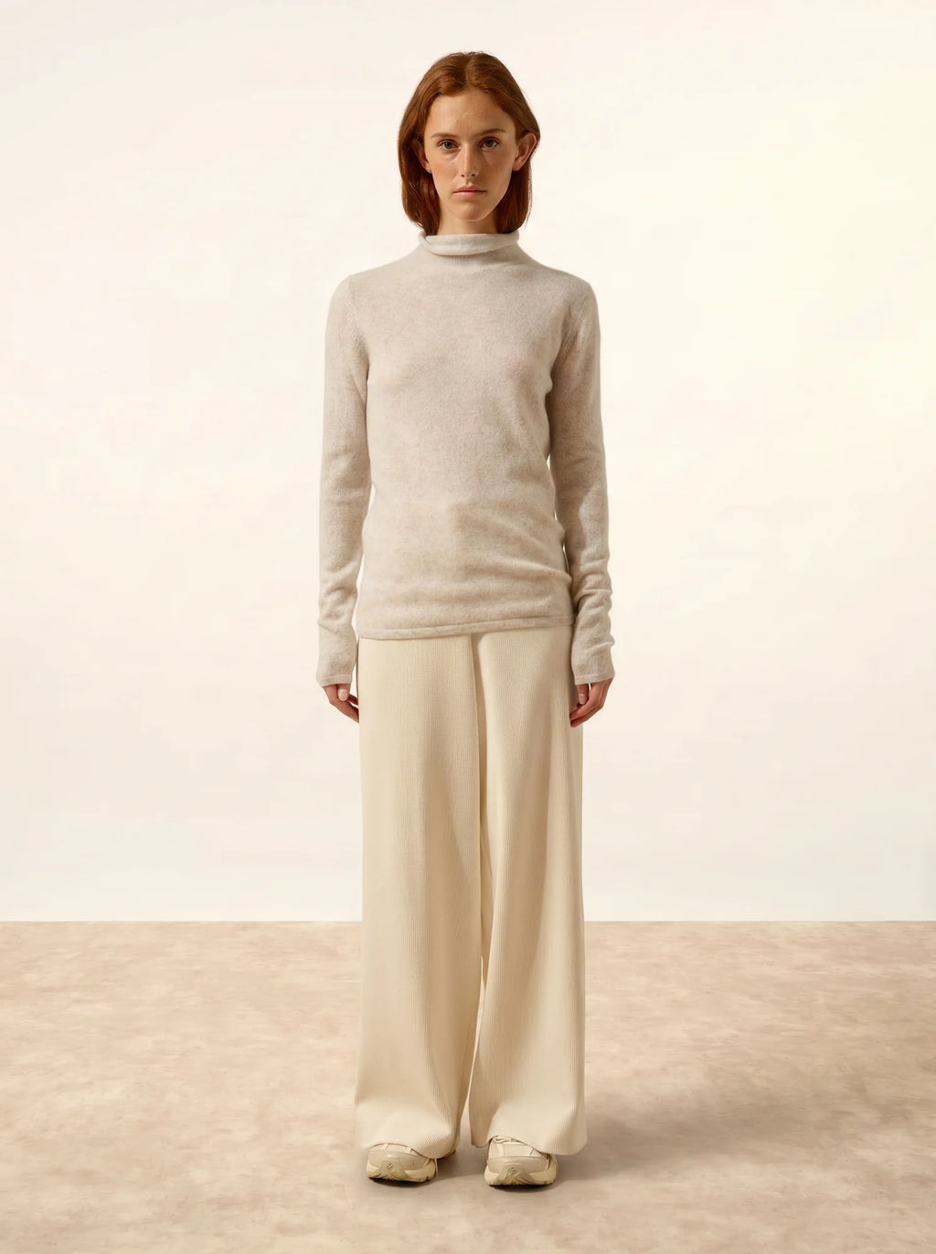 LYSANDRA Pull Col Roulé Gris Perle Chiné