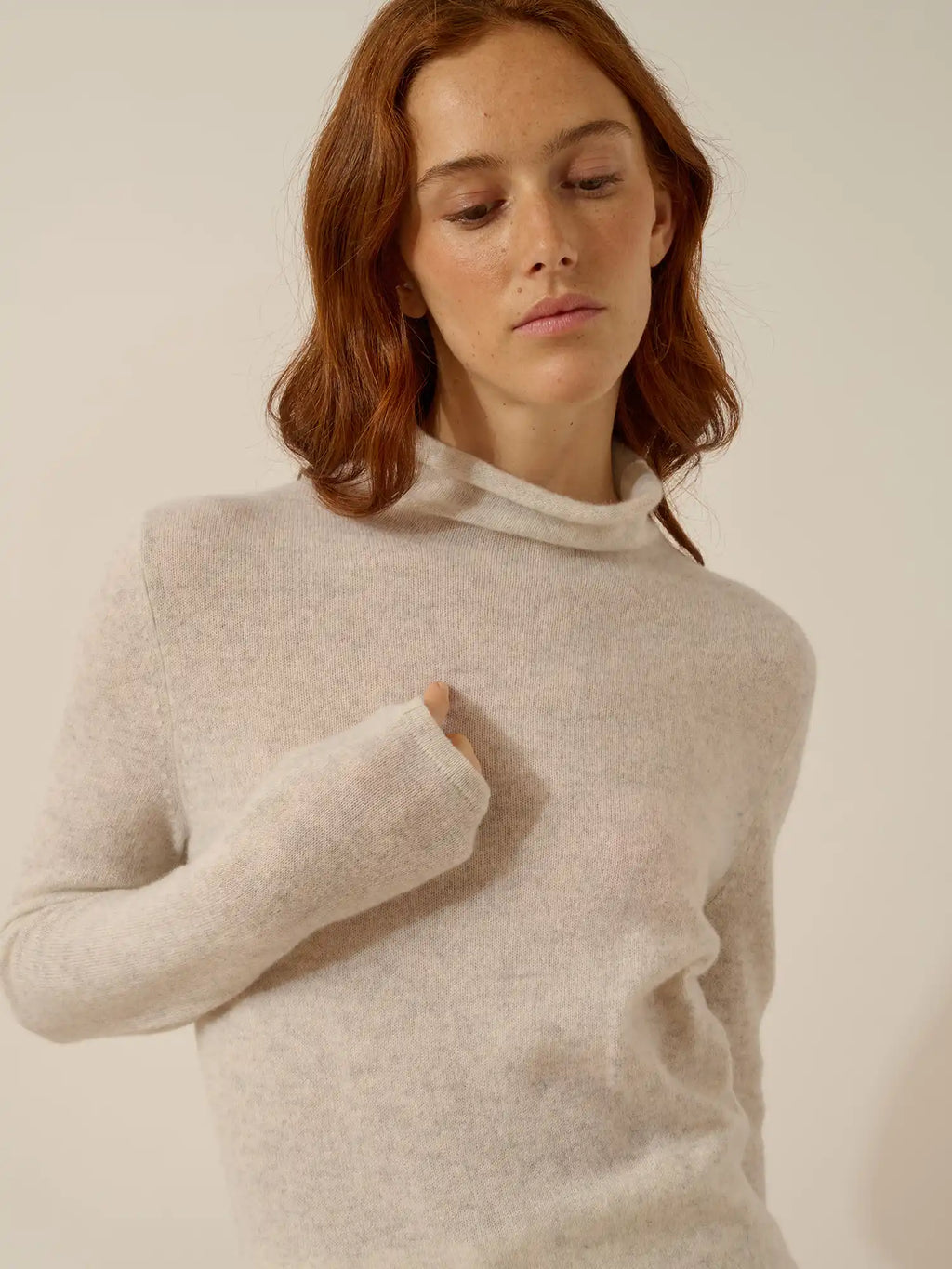 LYSANDRA Pull Col Roulé Gris Perle Chiné