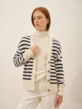 MIRENA Cardigan V-Neck 4 Ply Navy and Ivory
