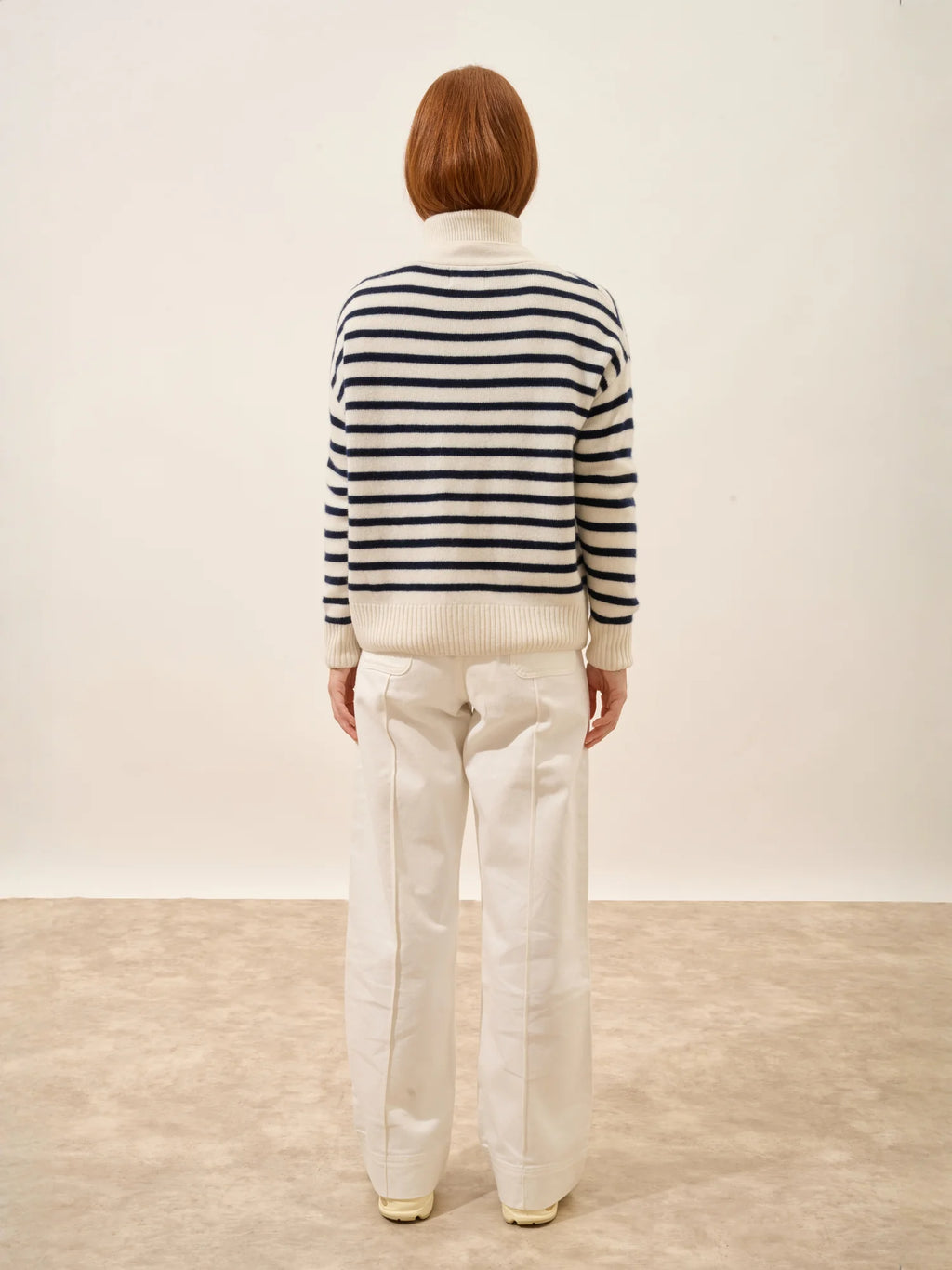 MIRENA Cardigan V-Neck 4 Ply Navy and Ivory