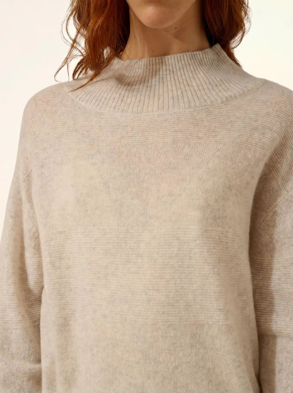 AMBER Pull Col Montant Gris Perle Chiné
