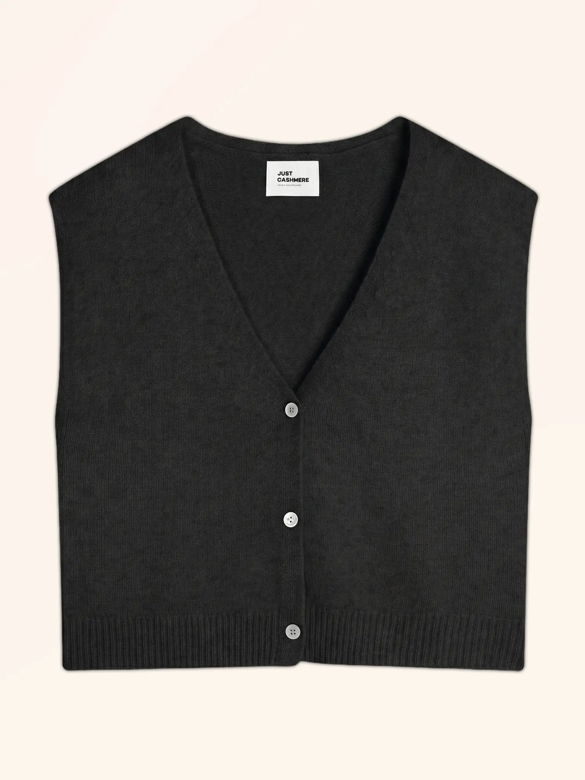 LUCINDA Cardigan Col V sans Manches 6 Fils Noir