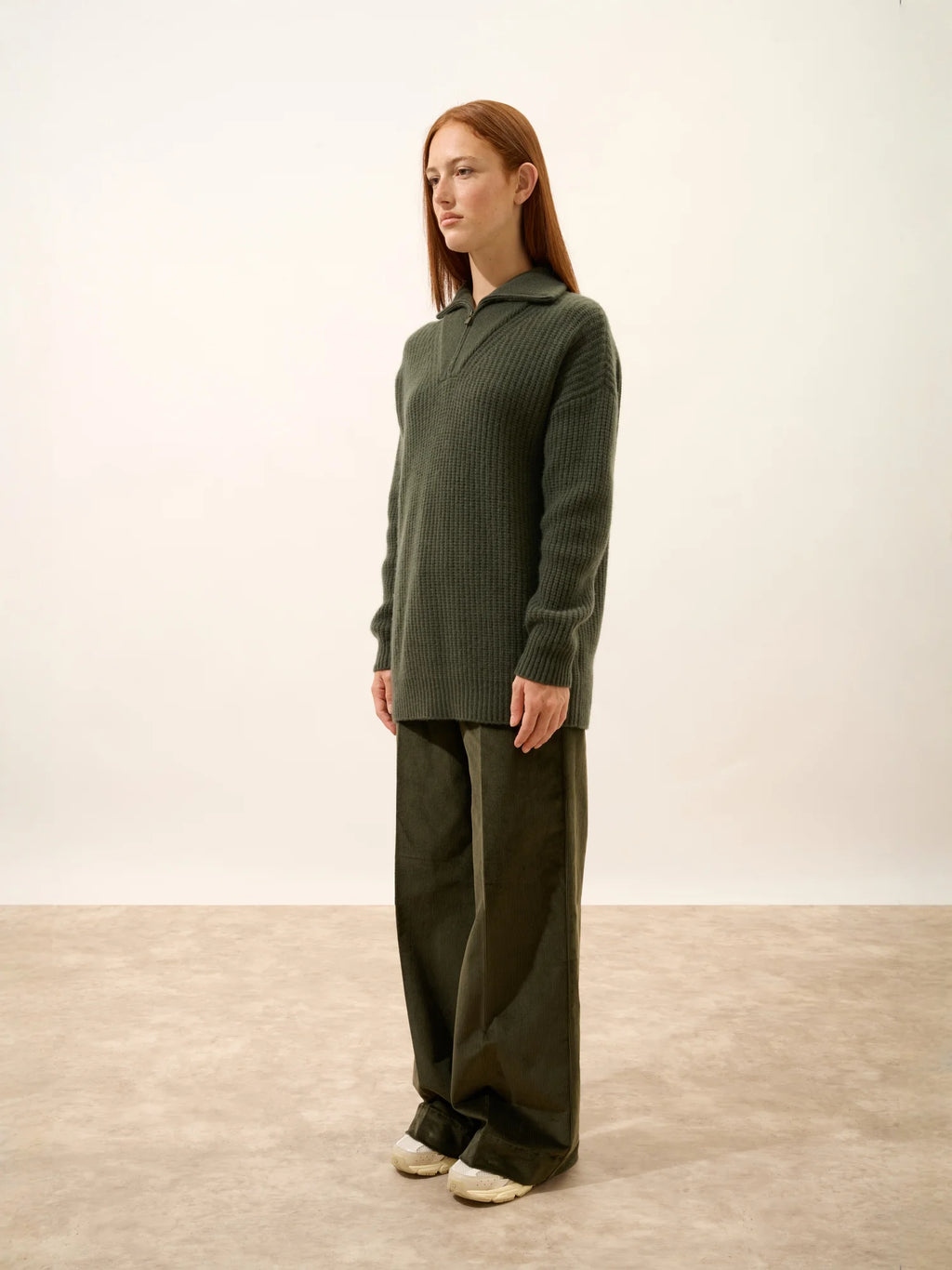NORDICA Pullover Truckerkragen 6-fädig Khaki
