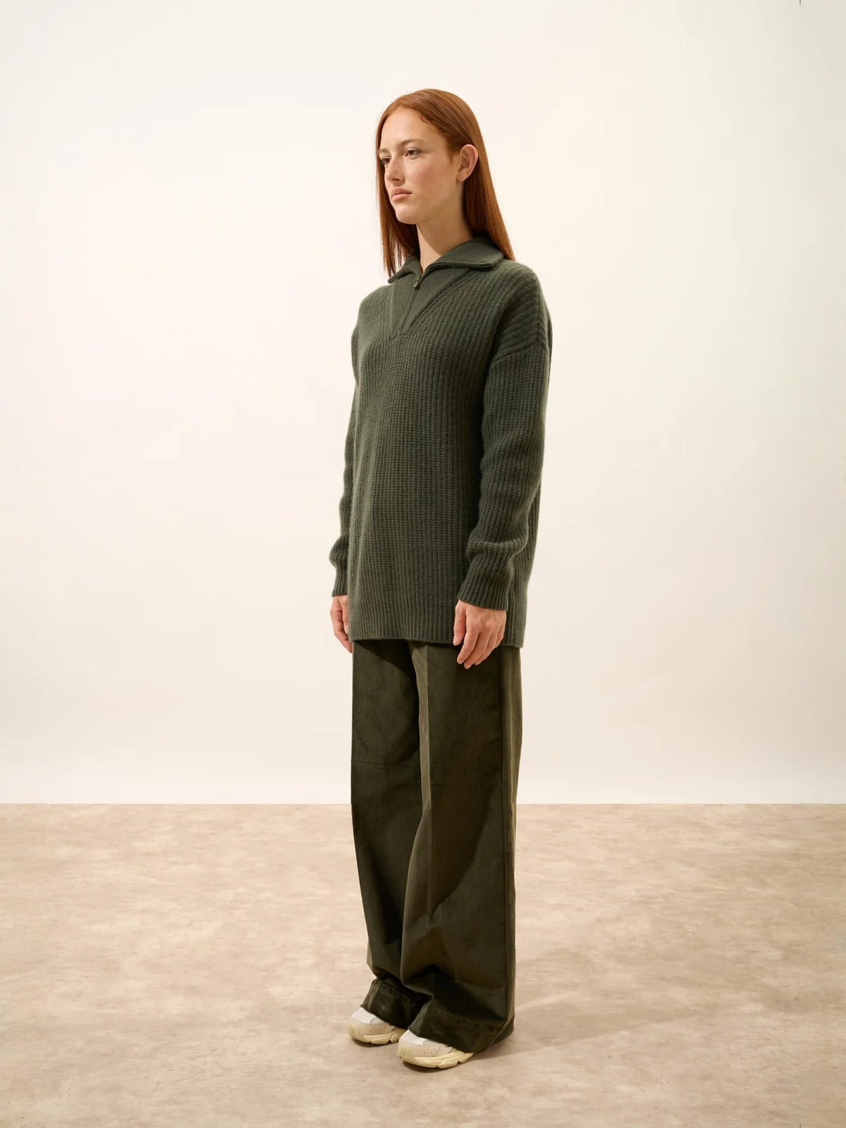 NORDICA Pullover Truckerkragen 6-fädig Khaki