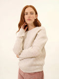 ASTRÉE Pull Col Rond 6 Fils Gris Perle Chiné