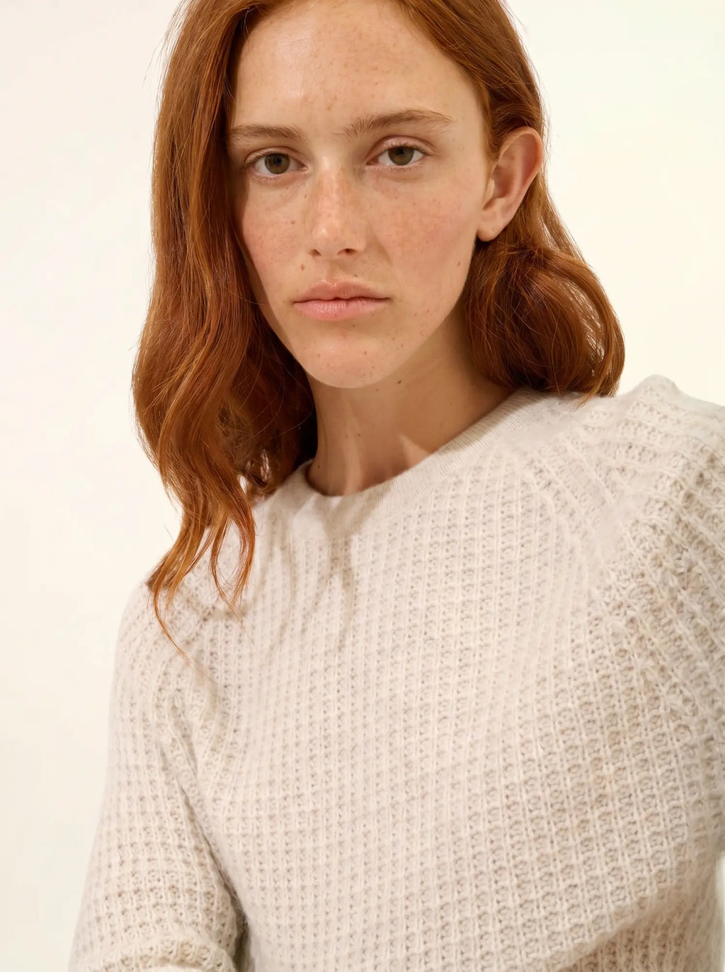 ASTRÉE Pull Col Rond 6 Fils Gris Perle Chiné