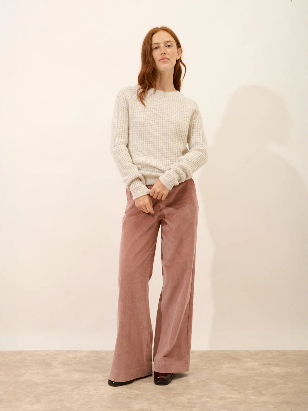 ASTRÉE Pull Col Rond 6 Fils Gris Perle Chiné