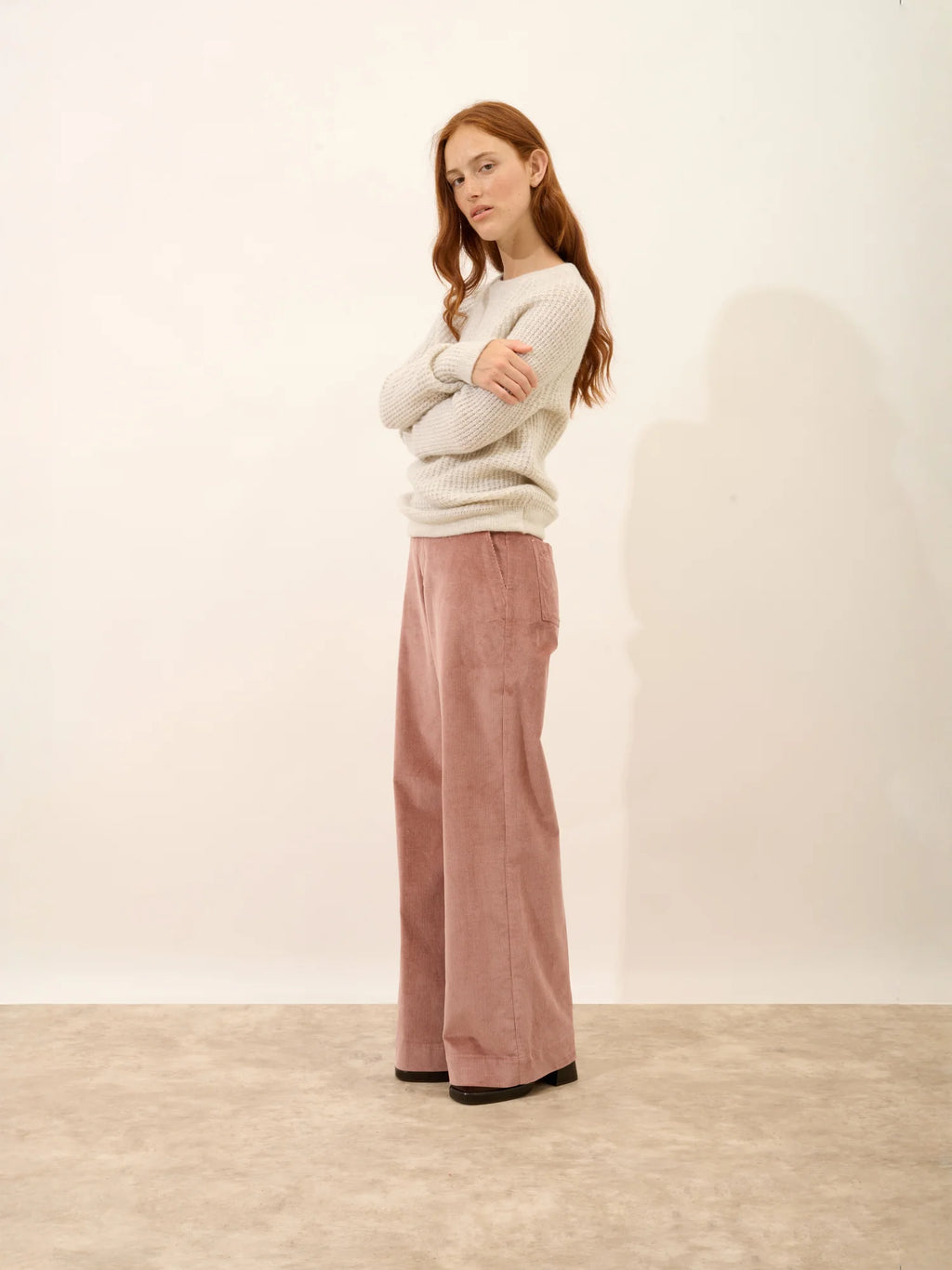 ASTRÉE Pull Col Rond 6 Fils Gris Perle Chiné