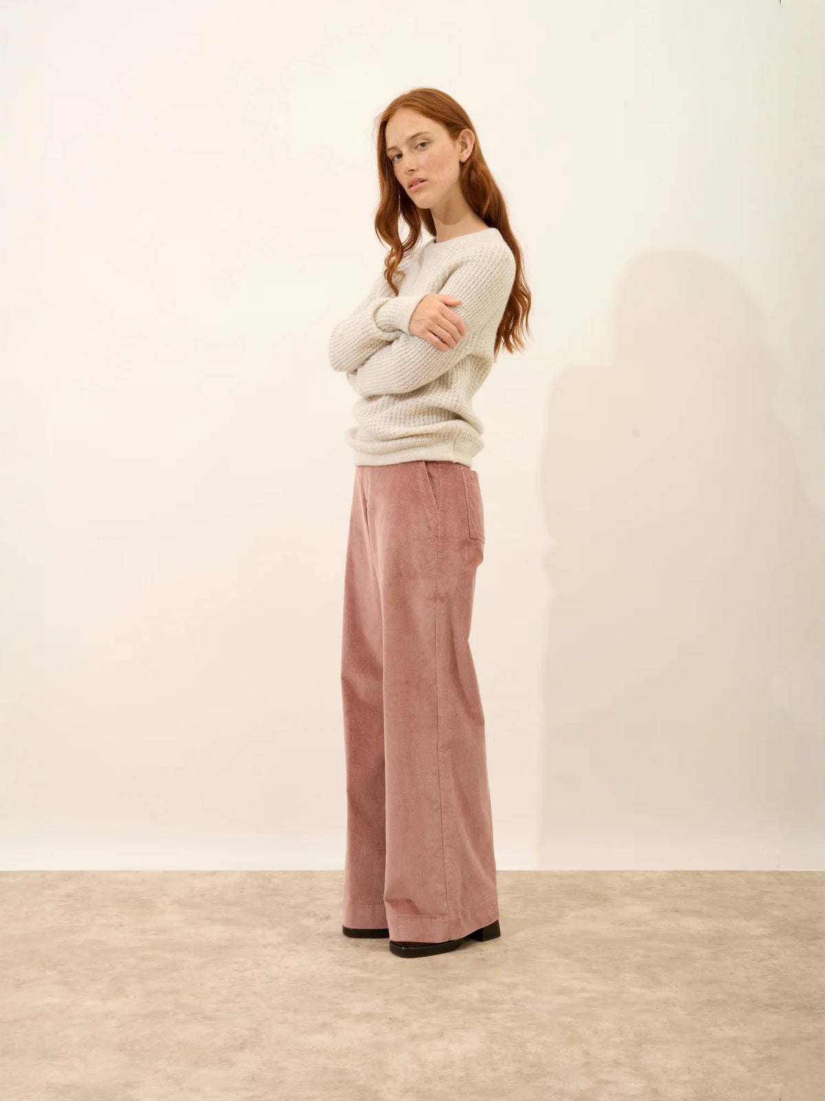 ASTRÉE Pull Col Rond 6 Fils Gris Perle Chiné