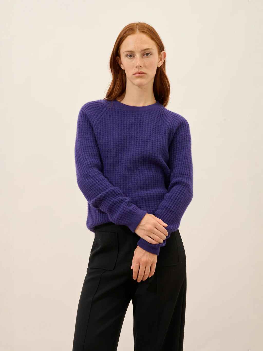 ASTRÉE Pull Col Rond 6 Fils Violet