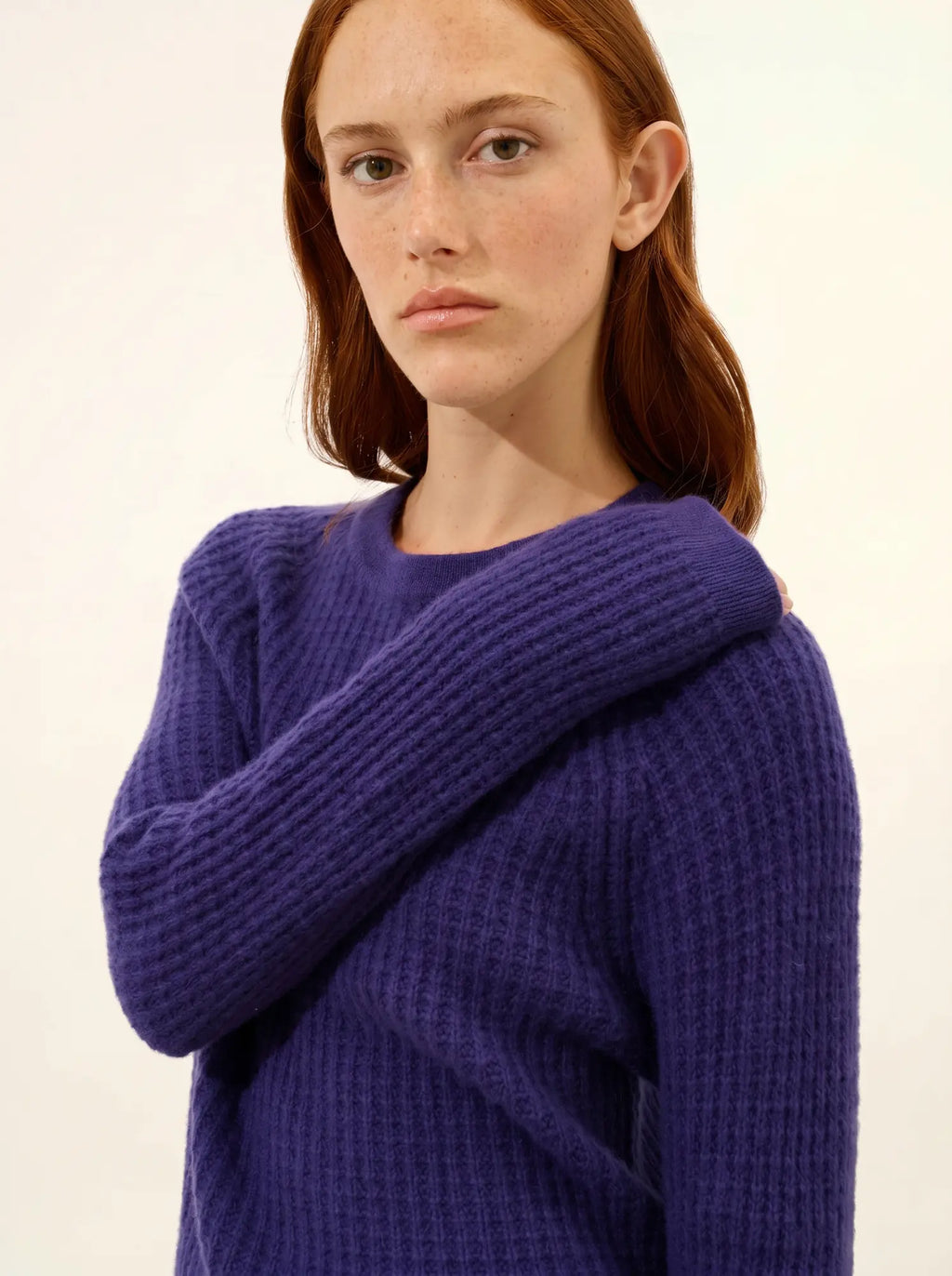ASTRÉE Pull Col Rond 6 Fils Violet