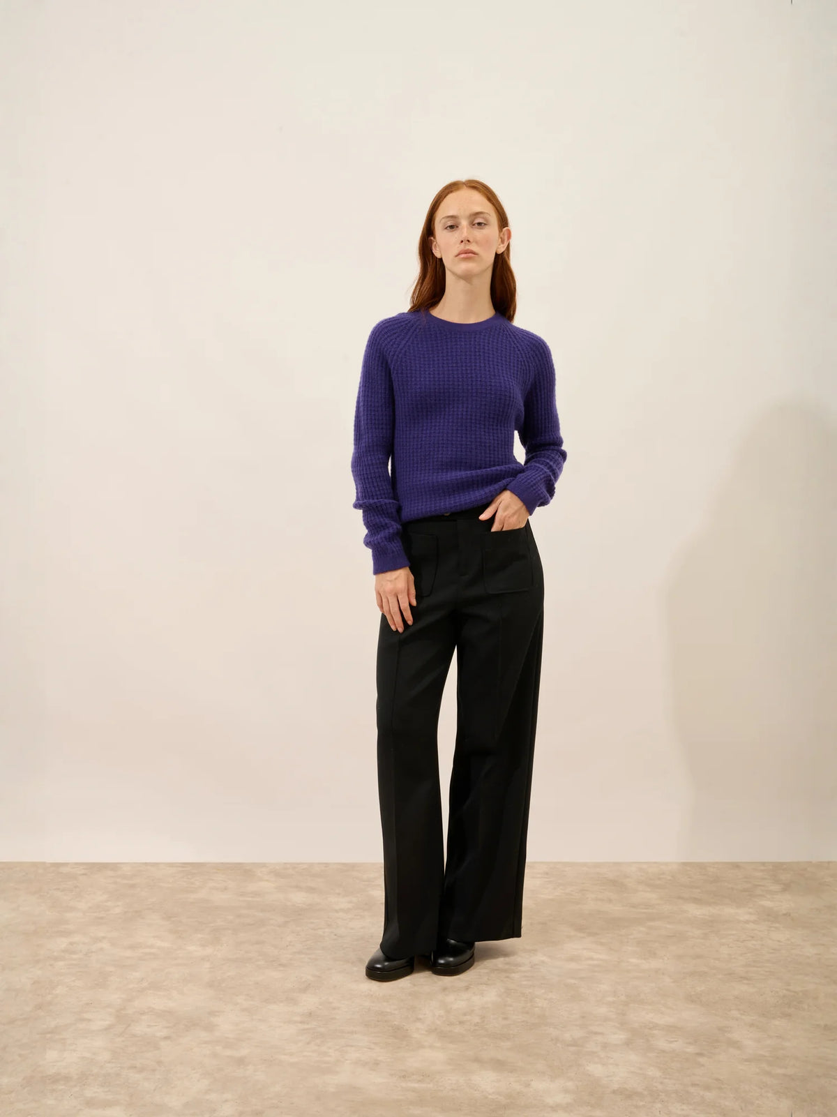 ASTRÉE Pull Col Rond 6 Fils Violet