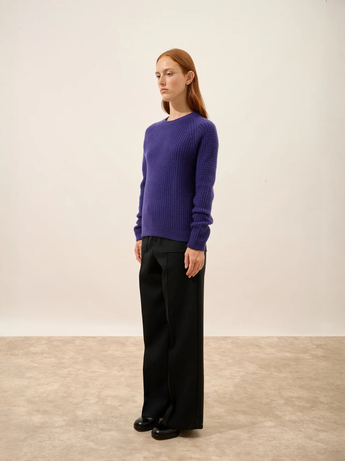 ASTRÉE Pull Col Rond 6 Fils Violet