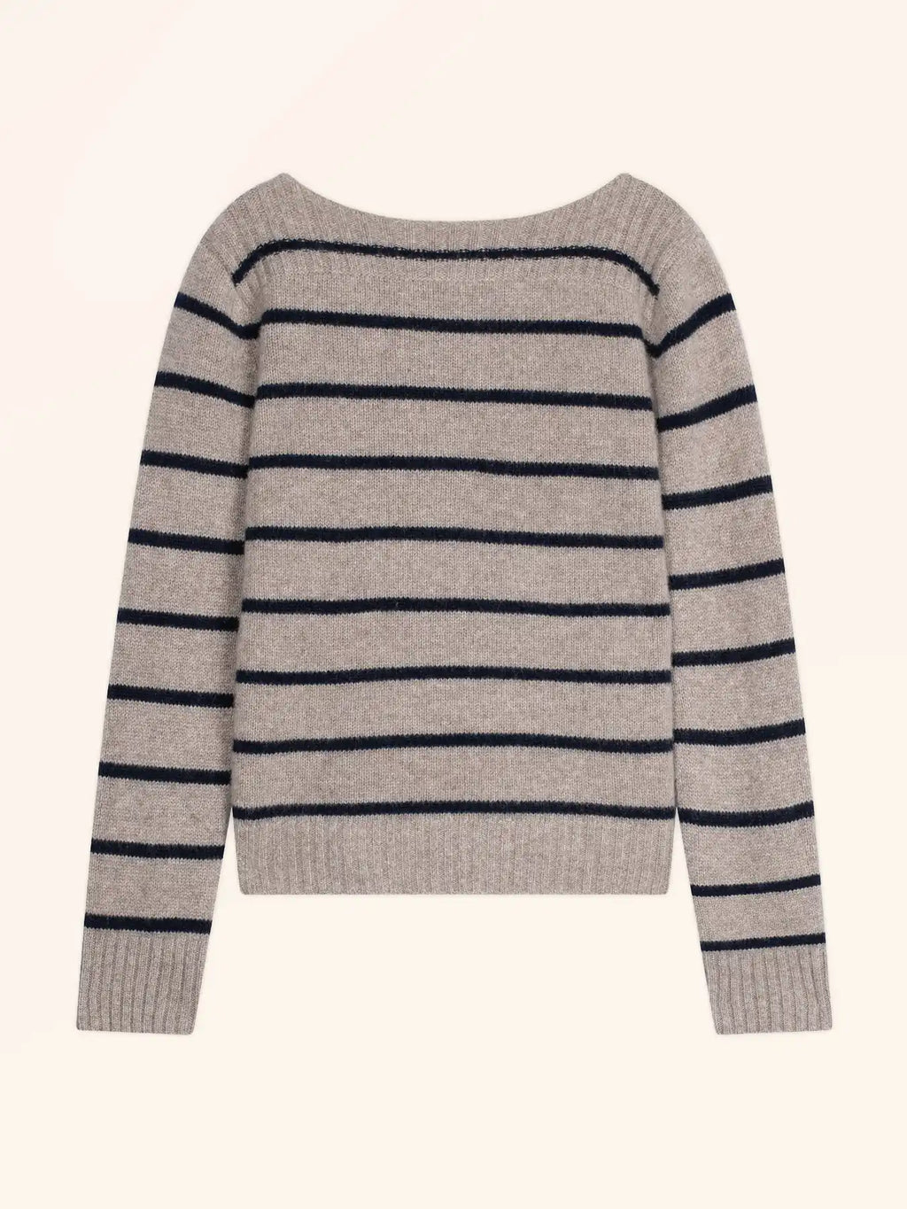 GAÏA Pullover U-Boot-Ausschnitt 4-fädig Marineblau und Caribou meliert