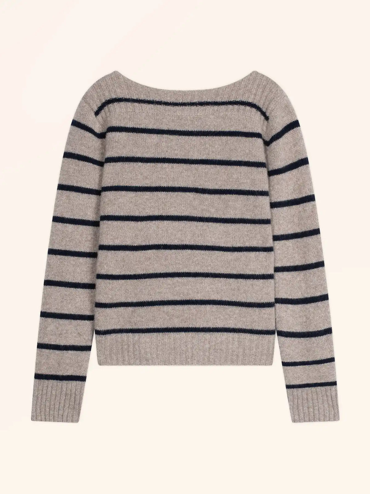 GAÏA Pullover U-Boot-Ausschnitt 4-fädig Marineblau und Caribou meliert