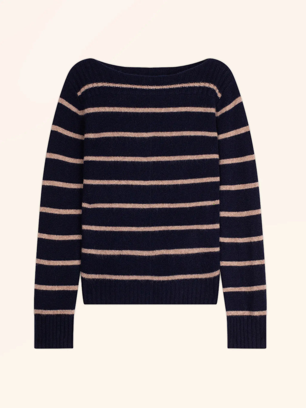 GAÏA Sweater Boat Neck 4 Ply Navy and Heather Caribou
