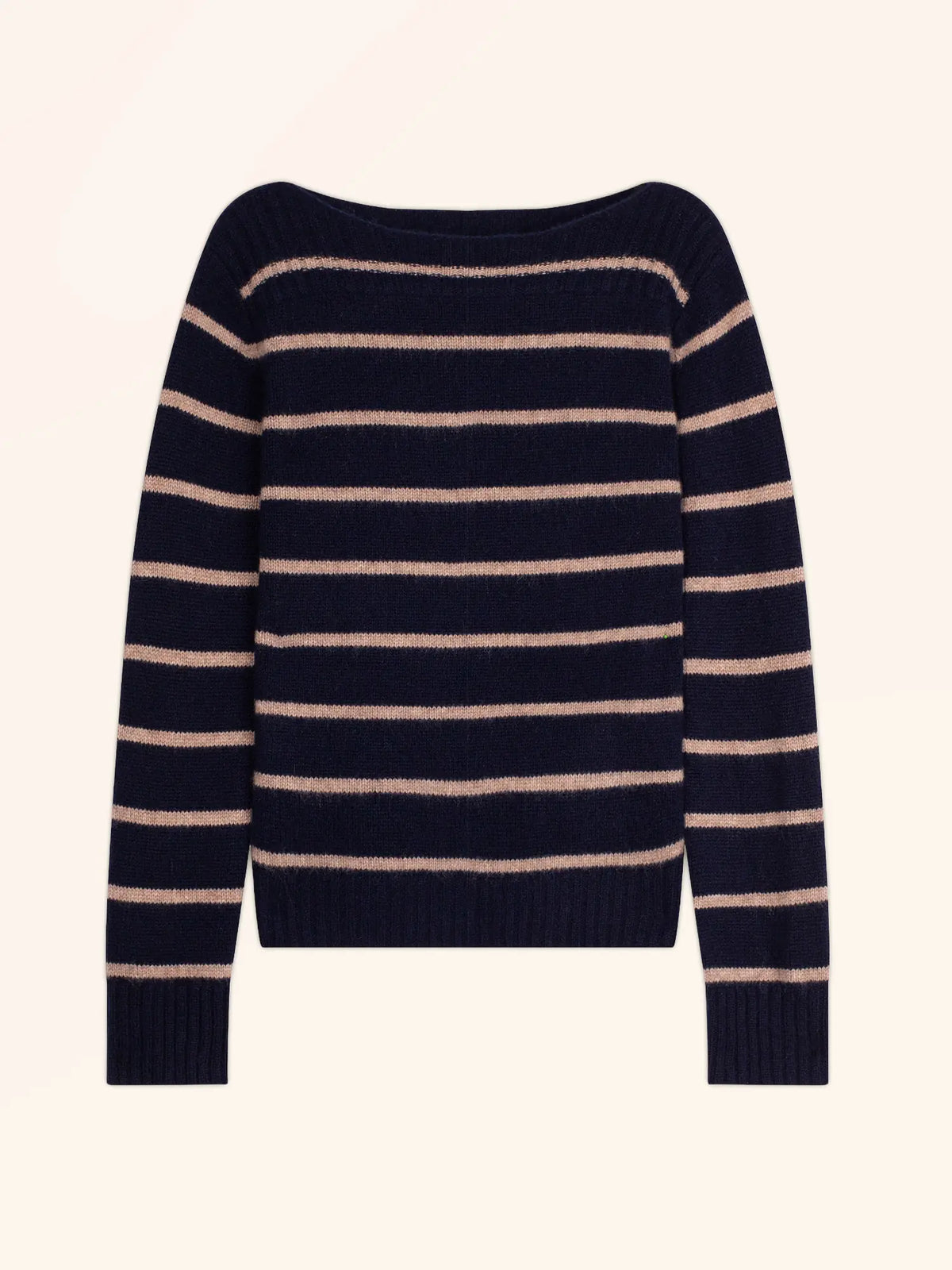 GAÏA Sweater Boat Neck 4 Ply Navy and Heather Caribou