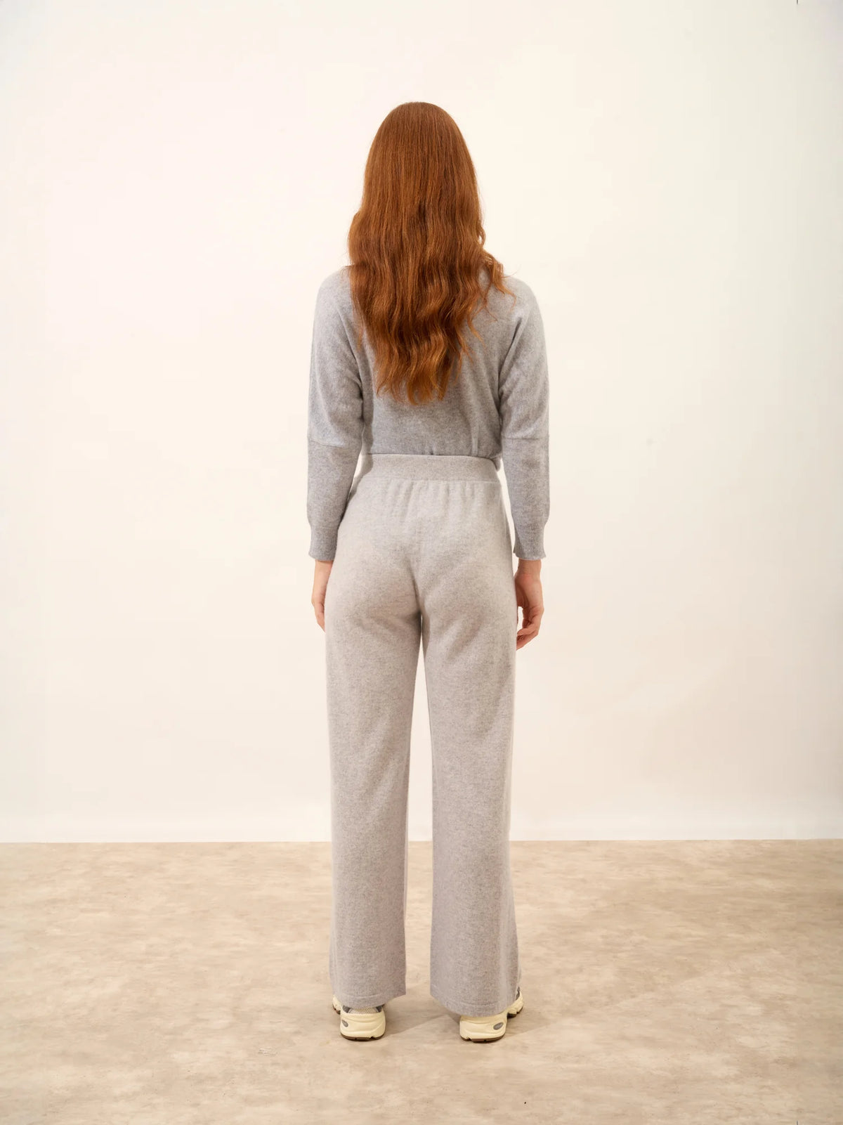 DAPHNE Pantalon Large Gris Clair Chiné