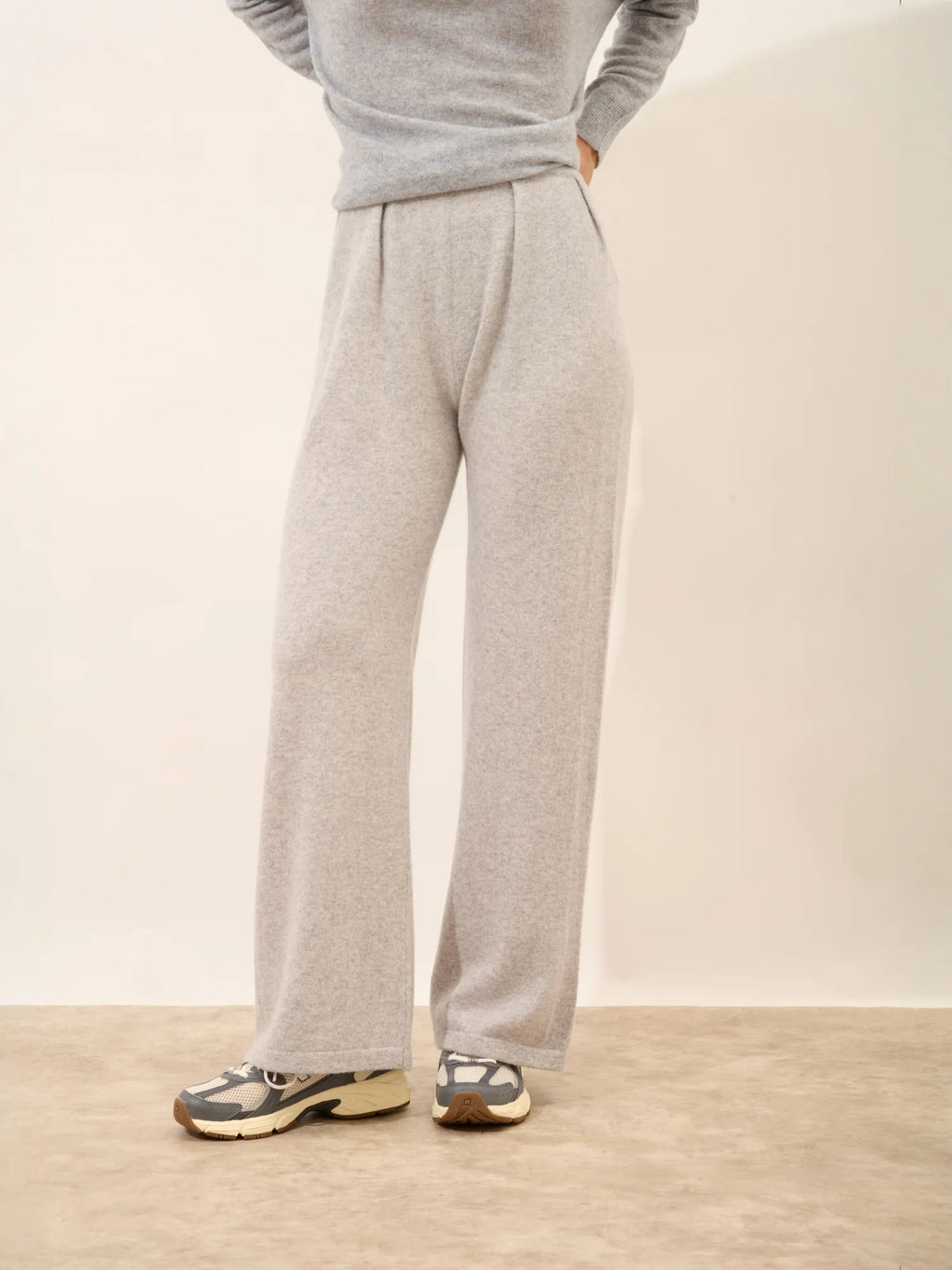 DAPHNE Pantalon Large Gris Clair Chiné