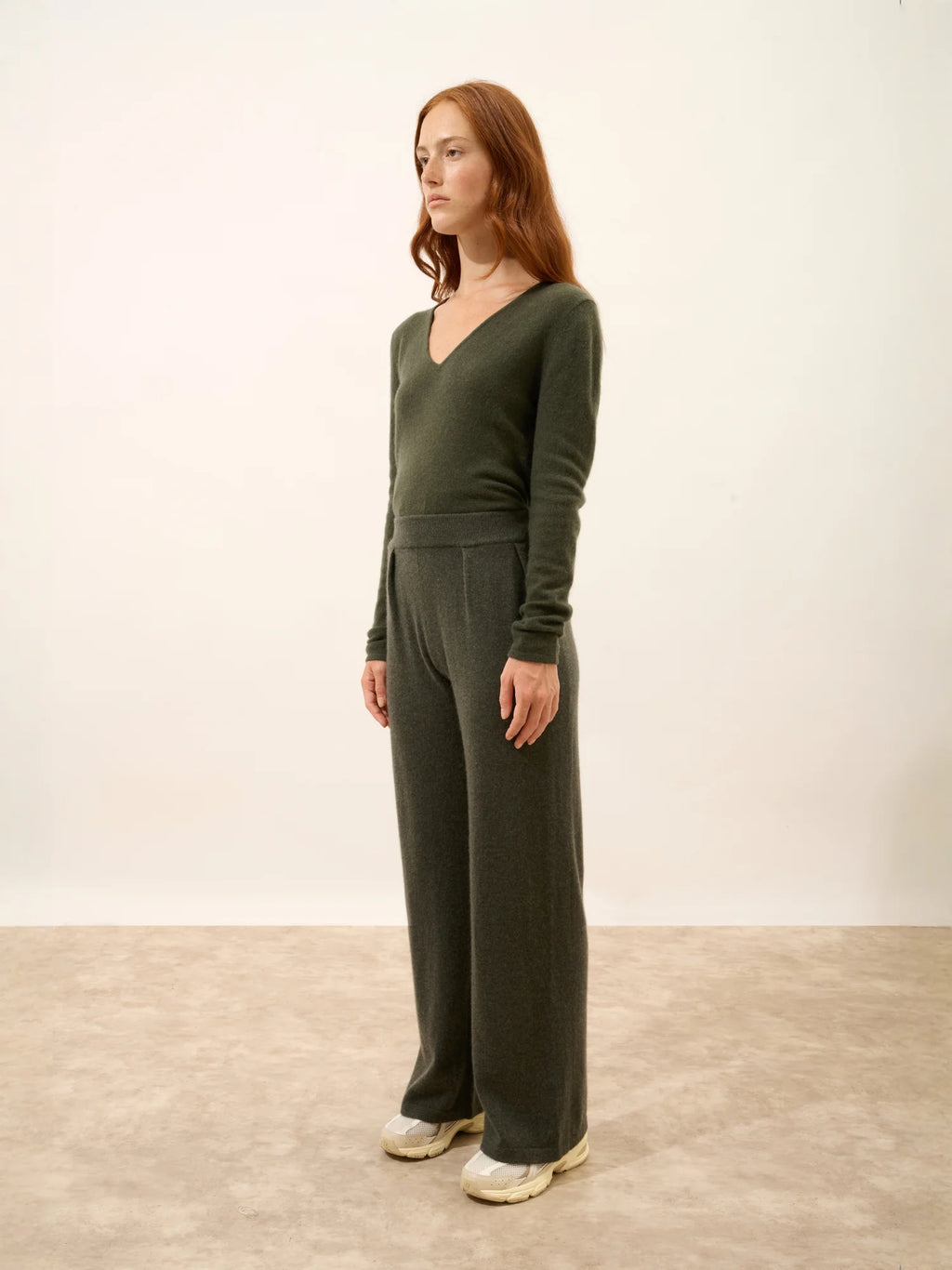 DAPHNE Hose weit Khaki meliert
