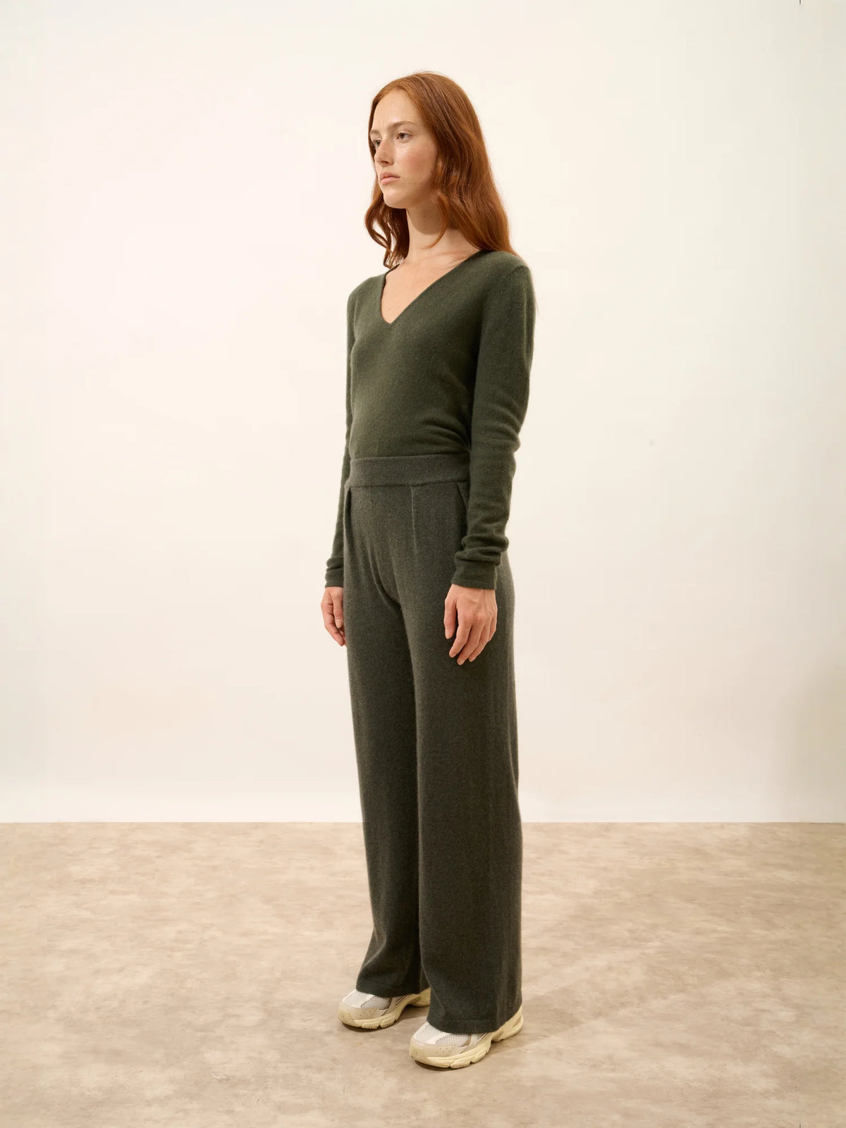 DAPHNE Hose weit Khaki meliert