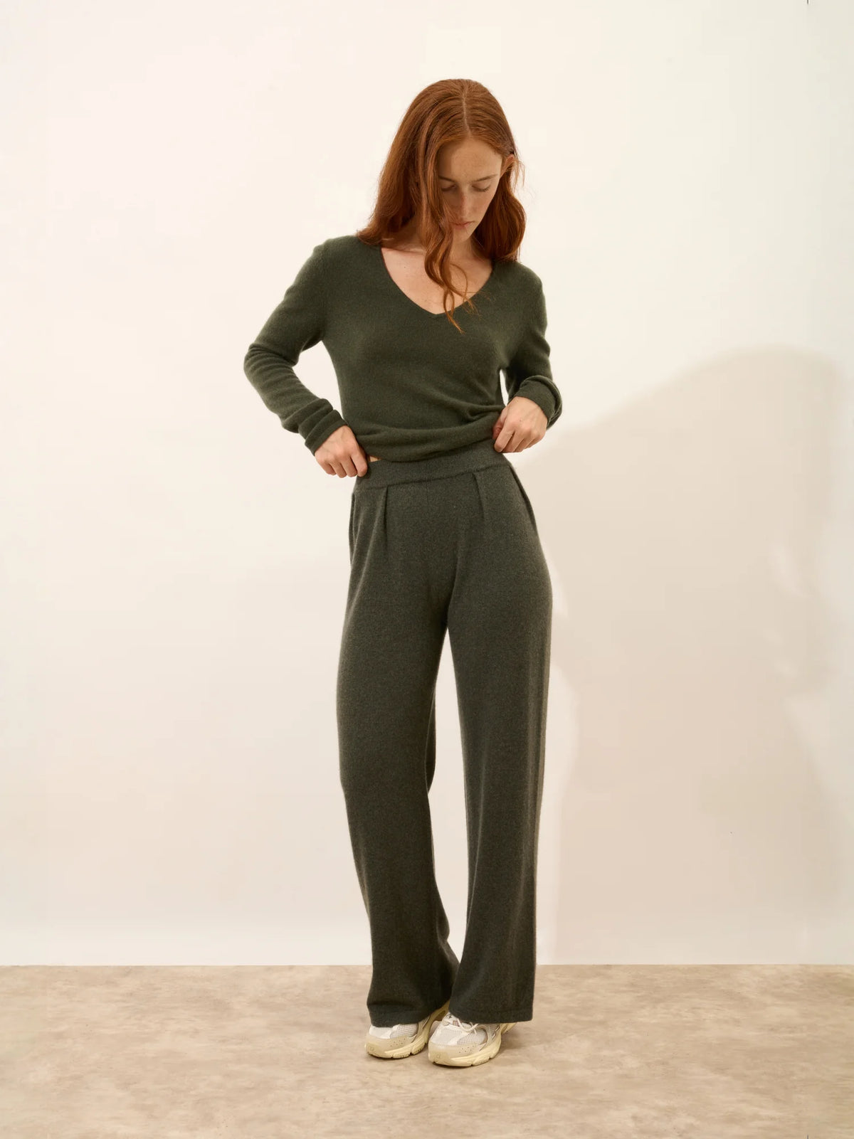 DAPHNE Hose weit Khaki meliert