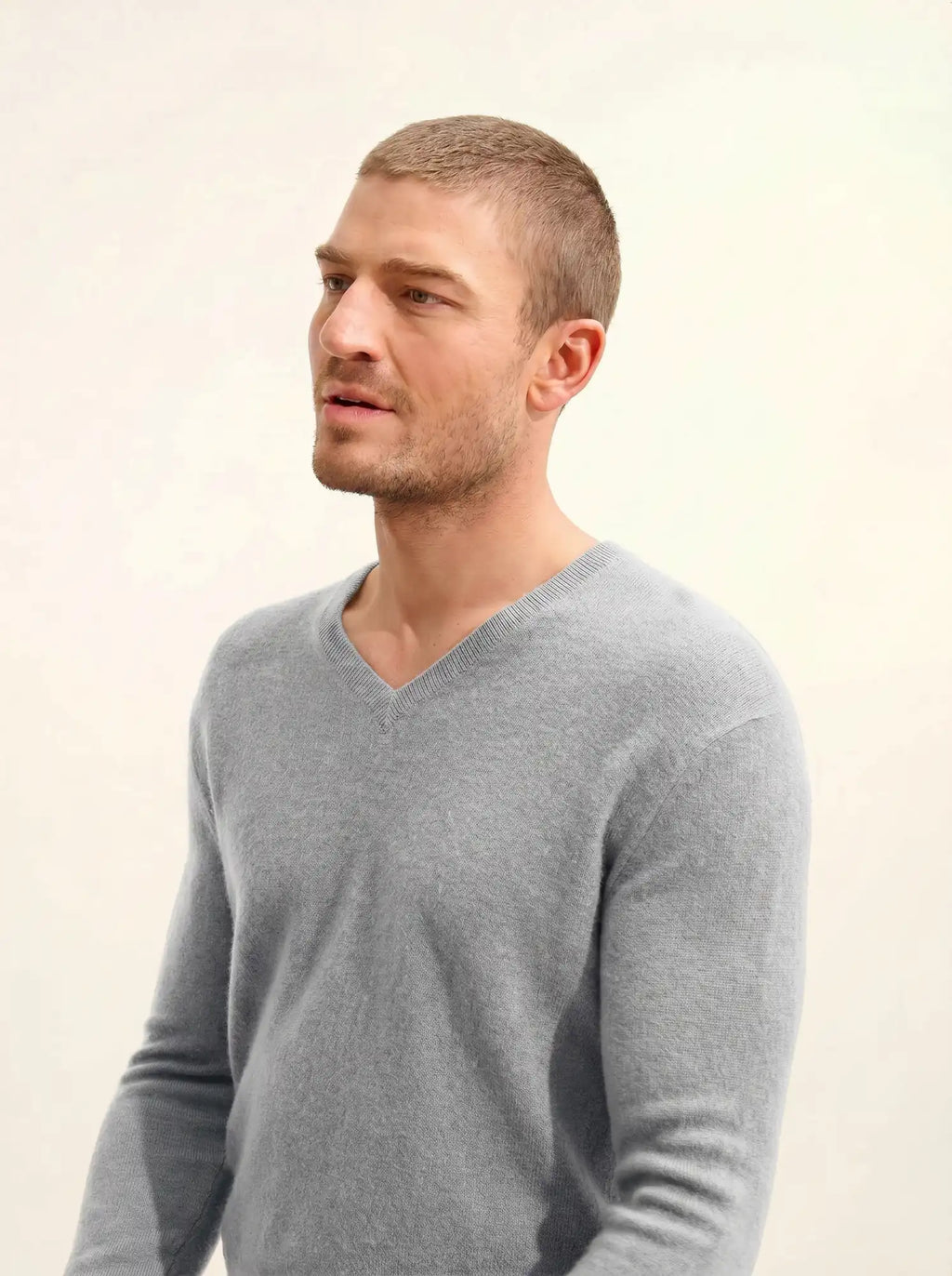 WALT pull col v gris clair chiné