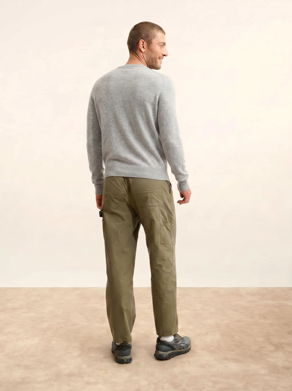 HOWARD pull col rond gris clair chiné