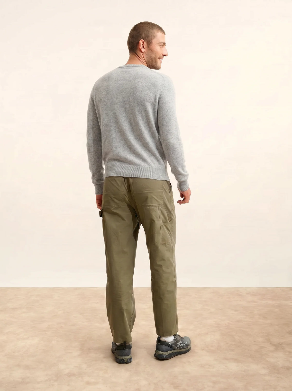 HOWARD pull col rond gris clair chiné