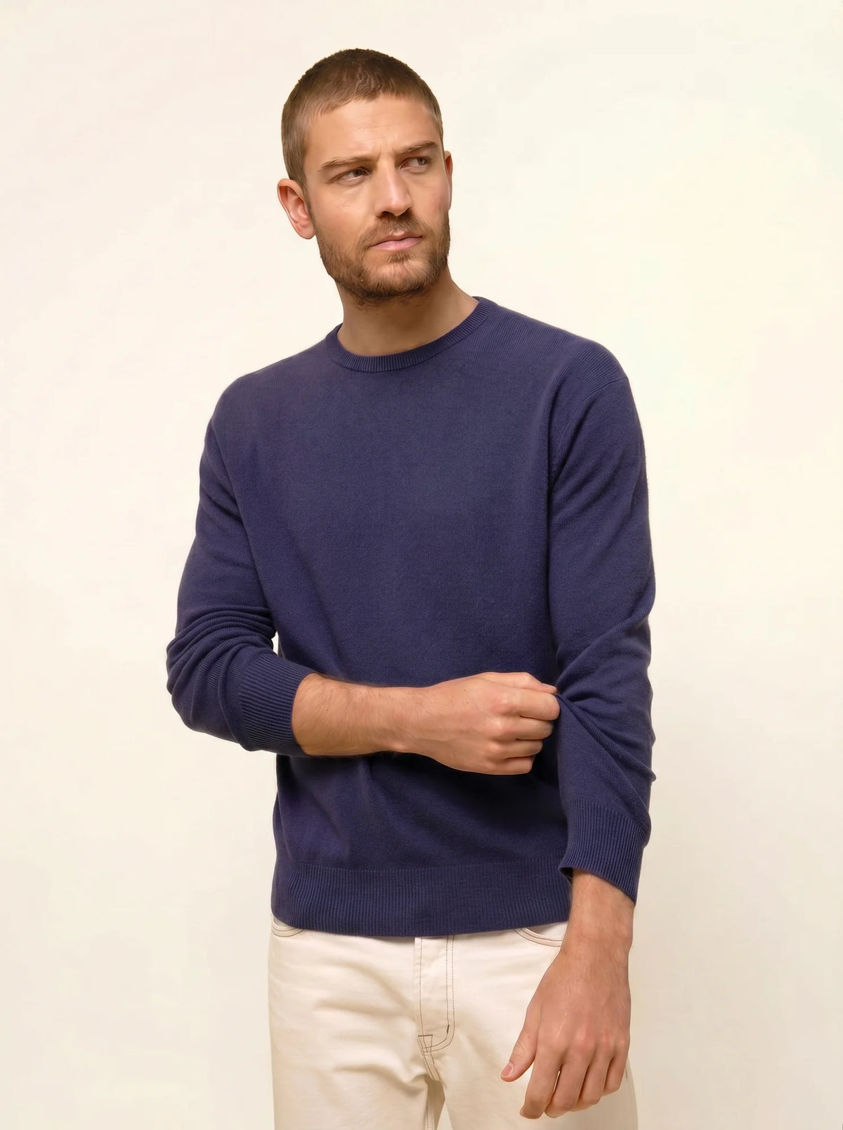 HOWARD pull col rond violet gris chiné
