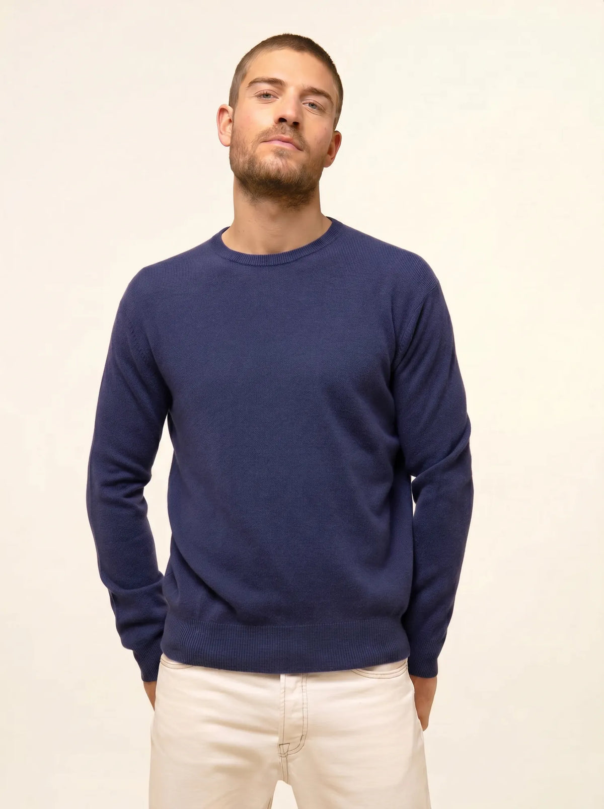 HOWARD pull col rond violet gris chiné