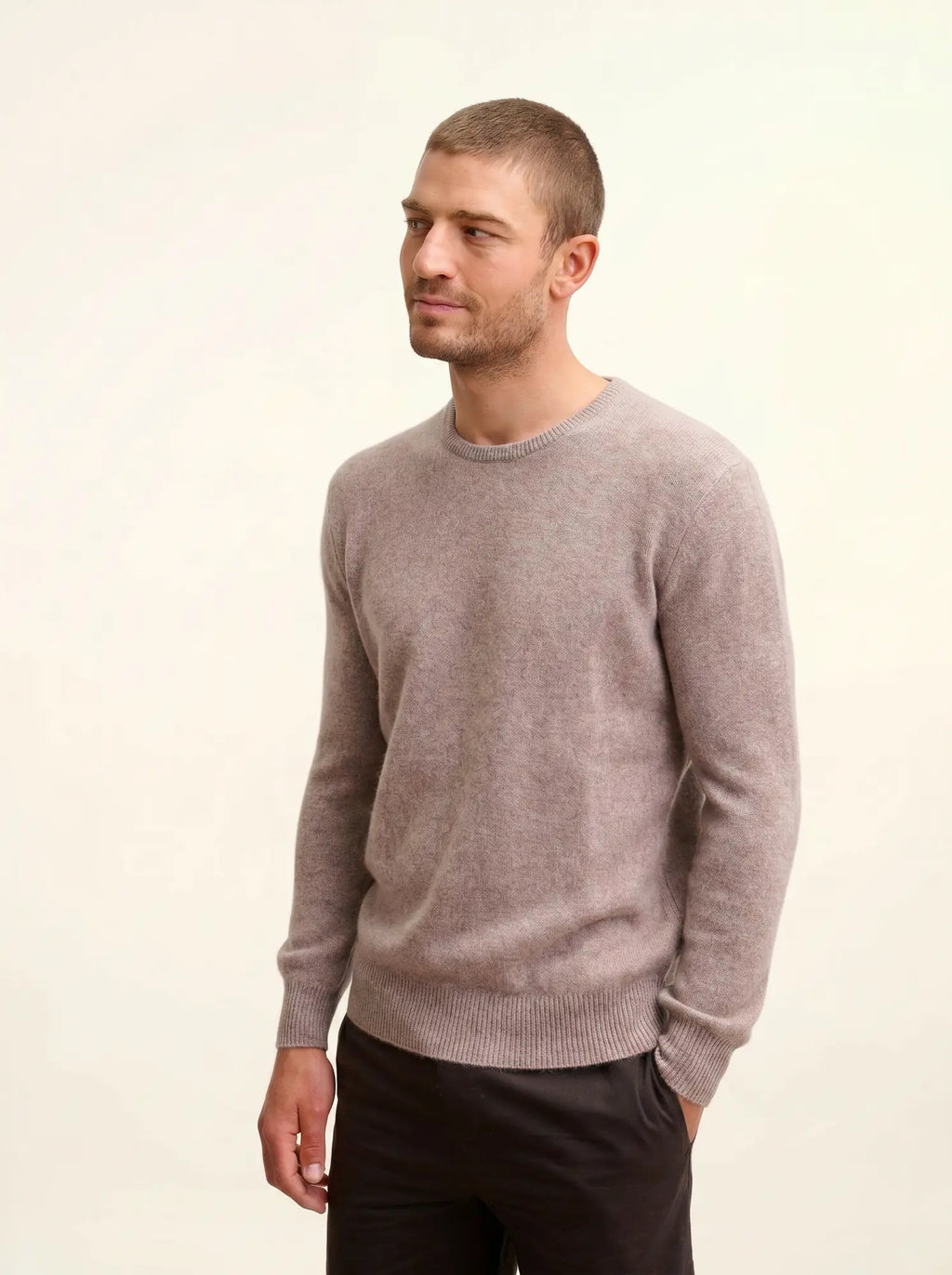GABIN Sweater Crew Neck 4 Ply Heather Caribou
