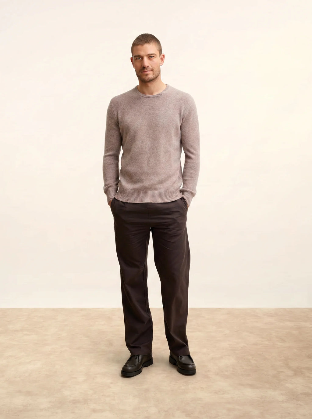 GABIN Sweater Crew Neck 4 Ply Heather Caribou