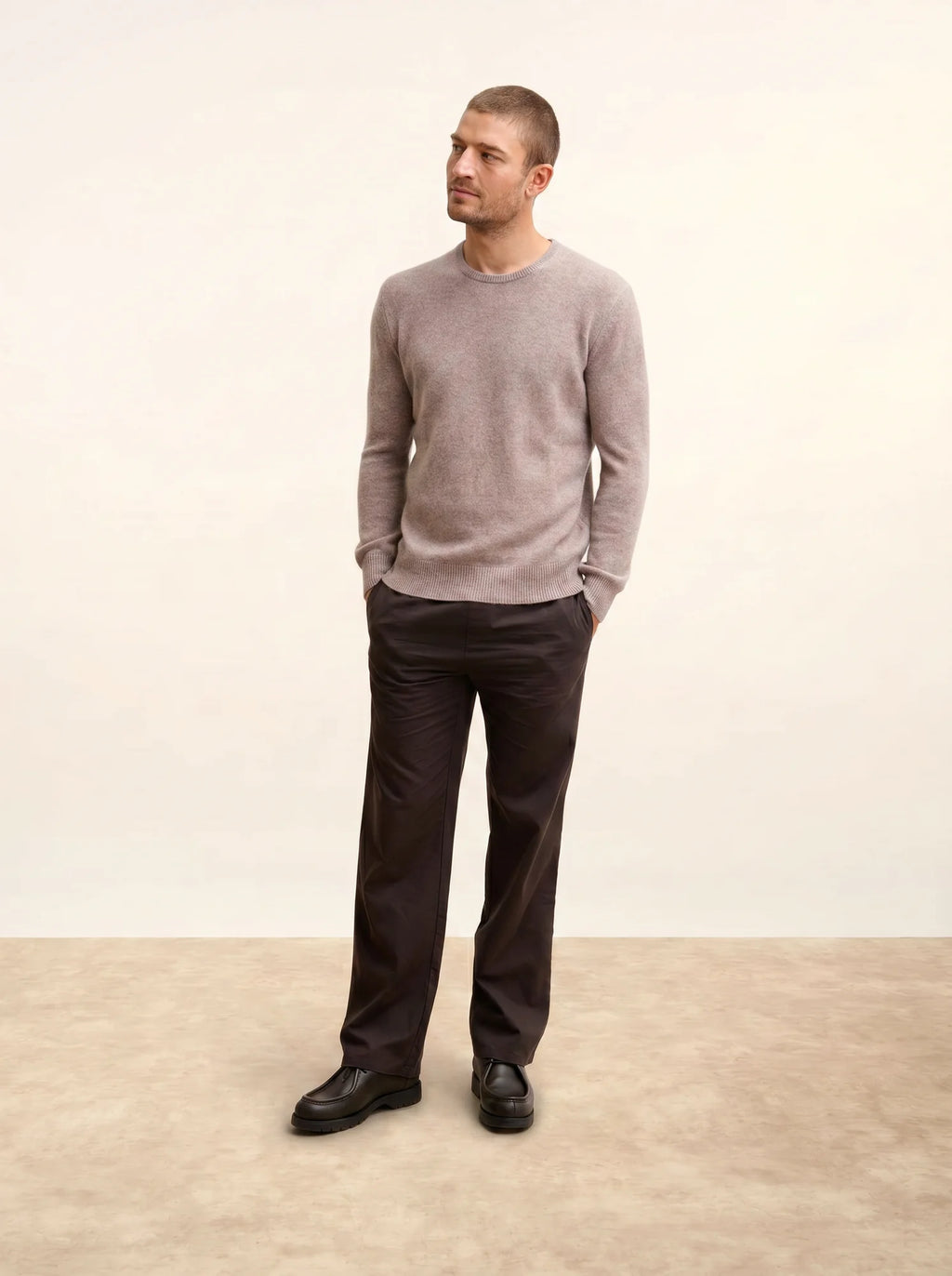GABIN Sweater Crew Neck 4 Ply Heather Caribou