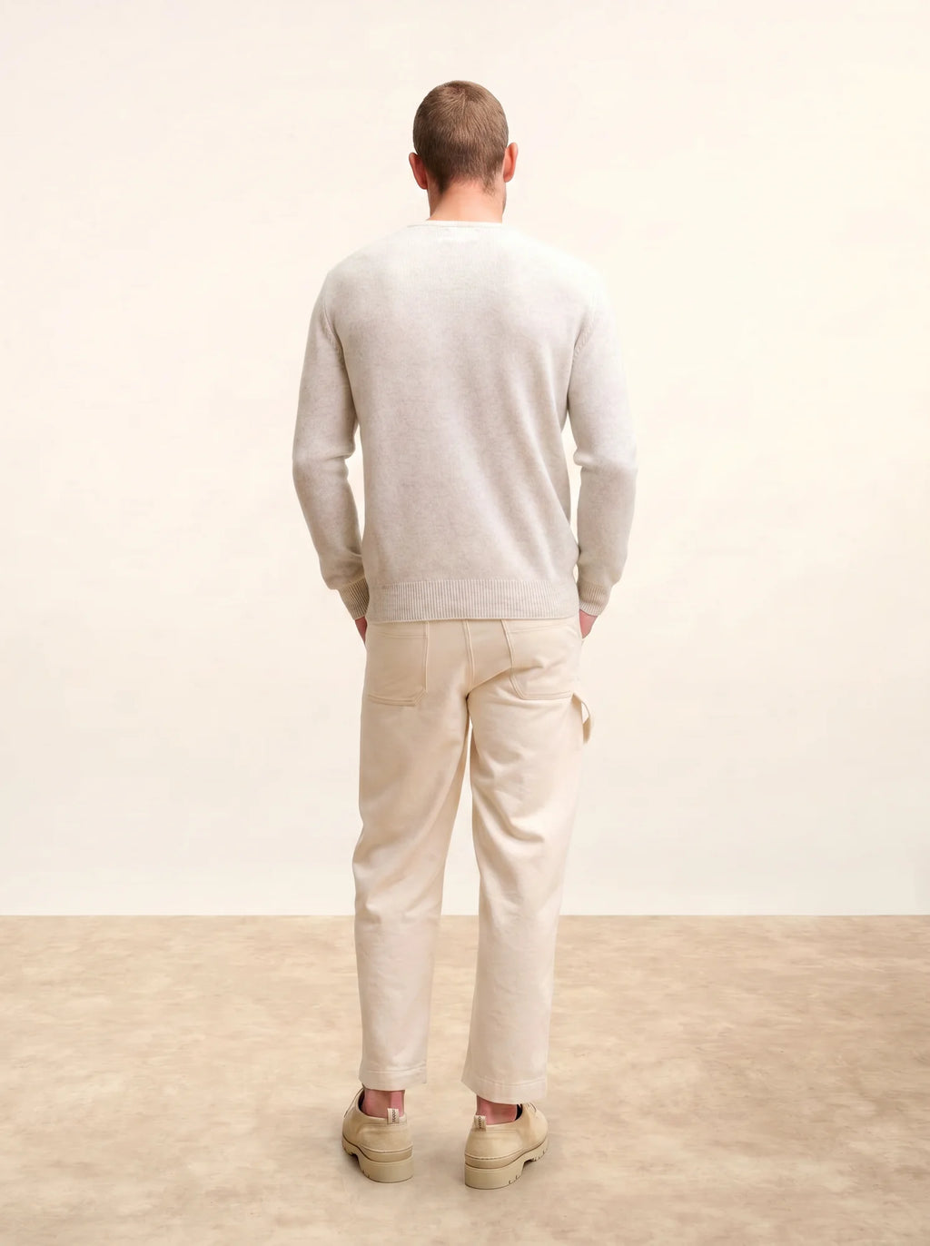 GABIN Pull Col Rond 4 Fils Gris Perle Chiné