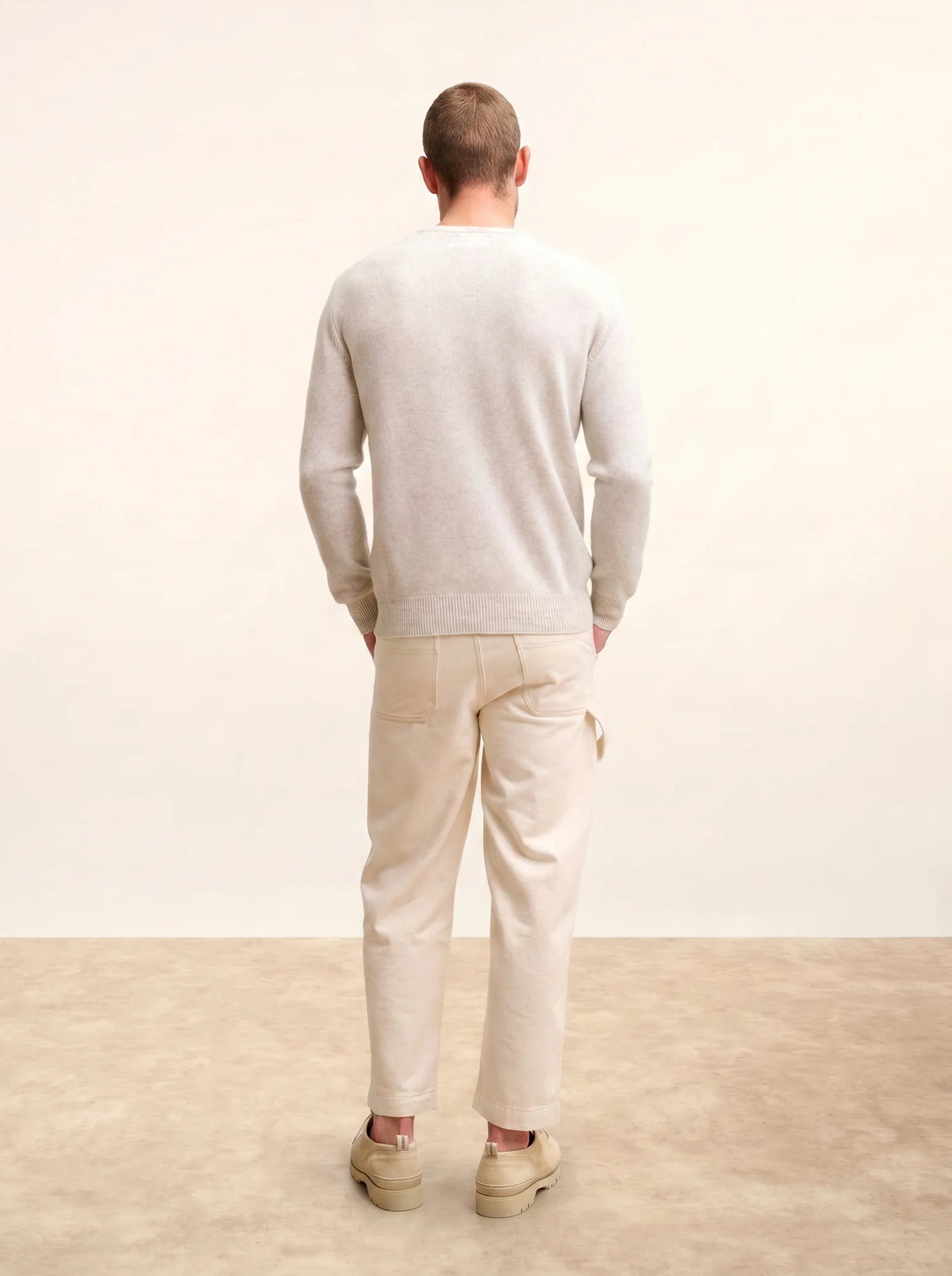GABIN Pull Col Rond 4 Fils Gris Perle Chiné