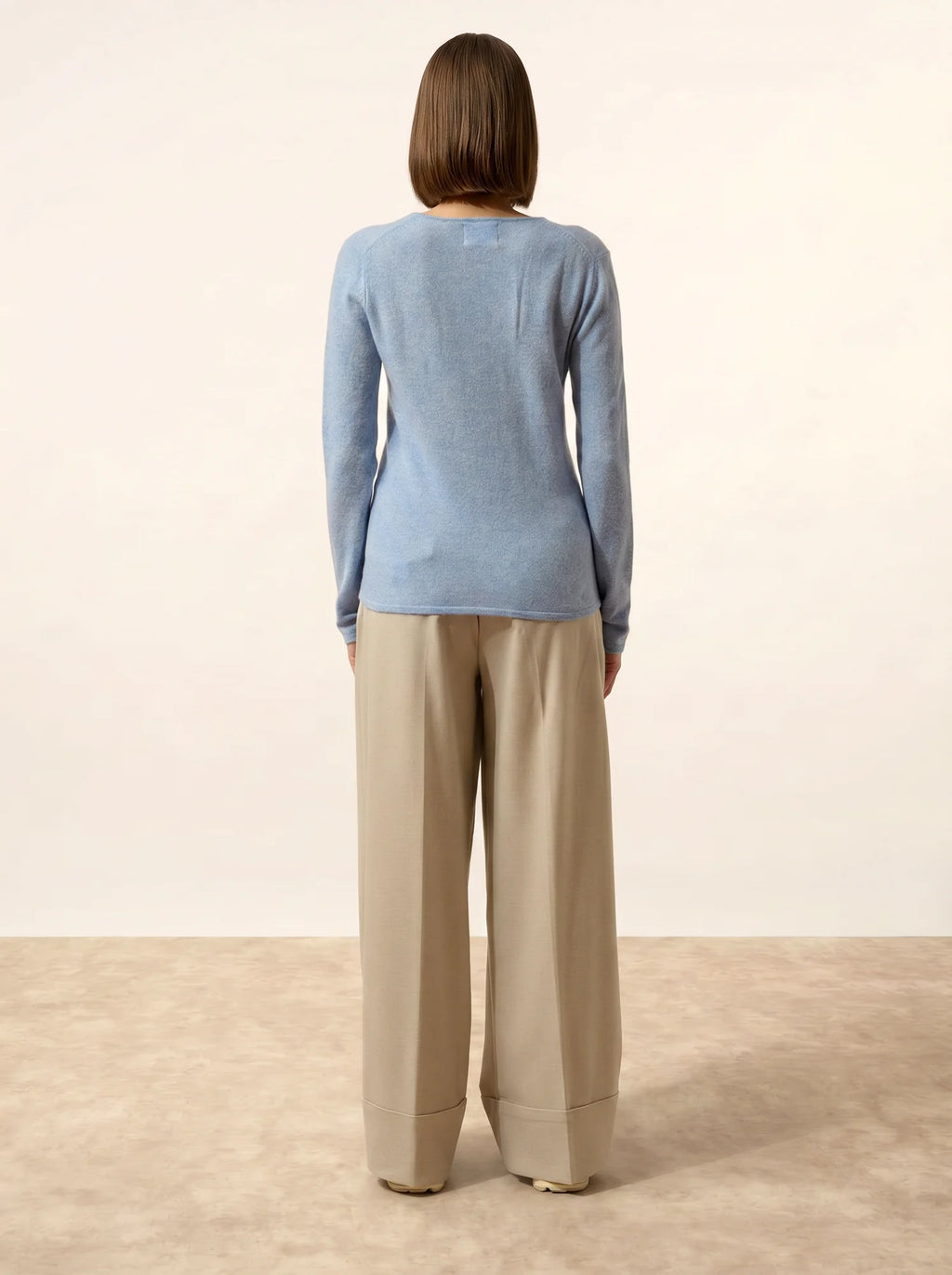 JOAN Pull Col V Bleu Ciel Chiné