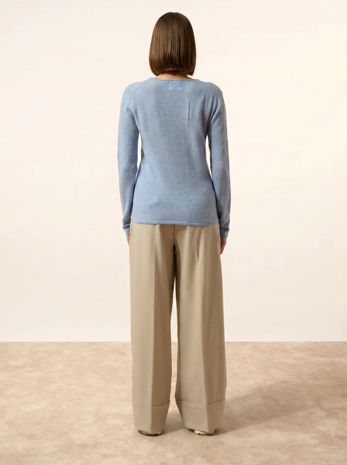 JOAN Pull Col V Bleu Ciel Chiné