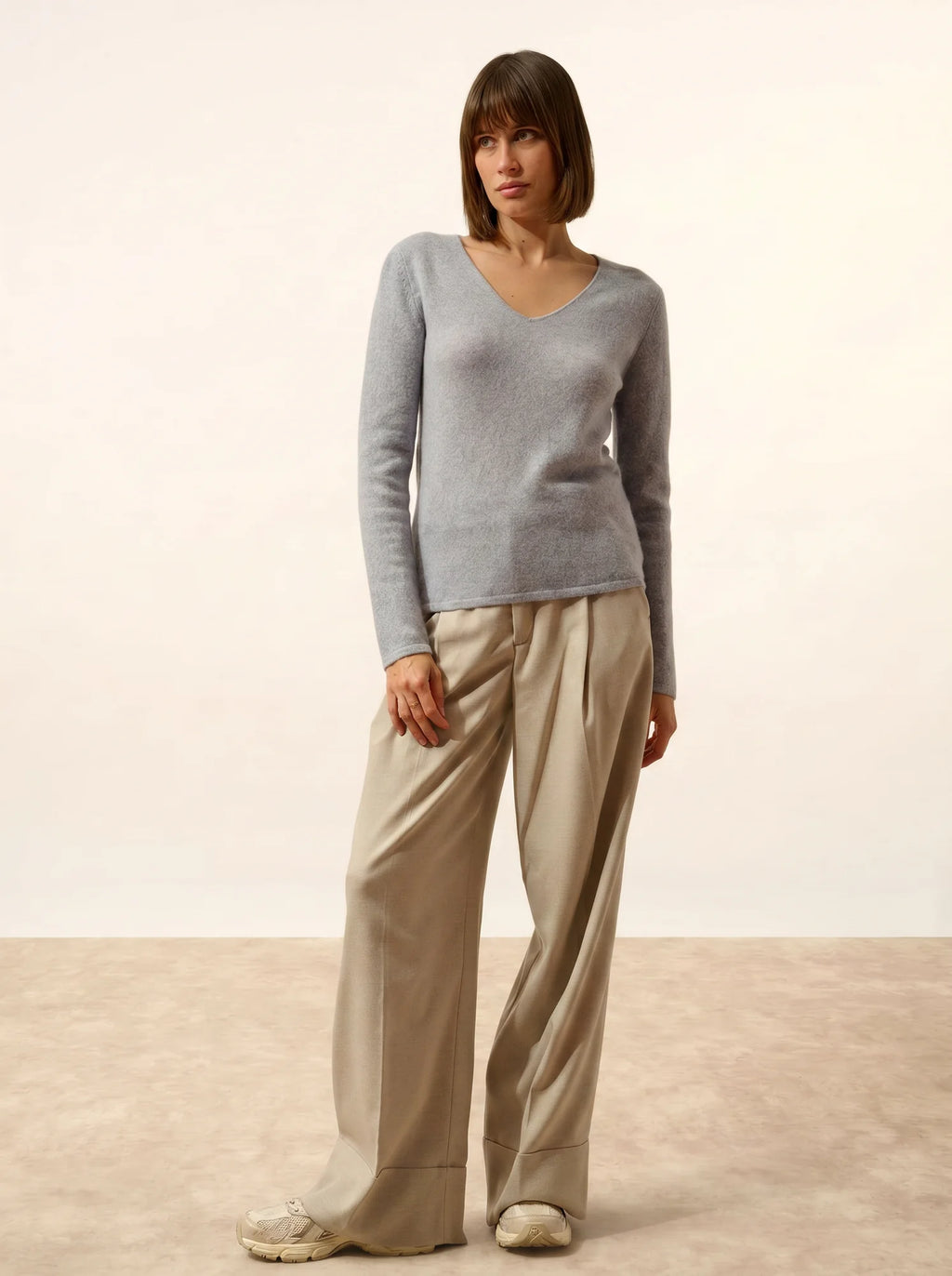 JOAN Pullover V-Ausschnitt Elfenbeinblau