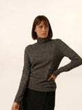 AVA Pull Col Roulé Noir et Blanc