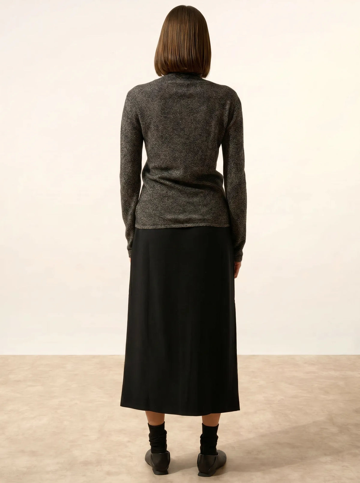 AVA Pull Col Roulé Noir et Blanc